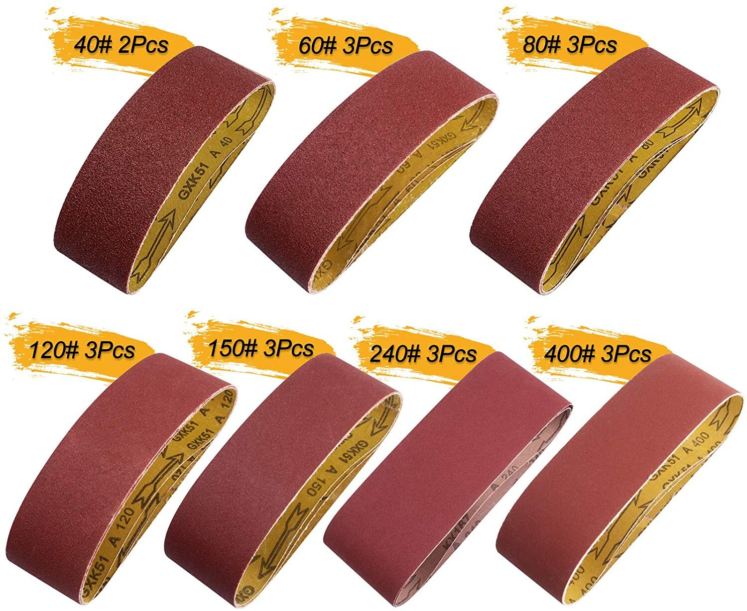 20 PACK Belt Sander Sandpaper 3″x21″ Sanding Belts 40 60 80 120 150 240 400 Grit