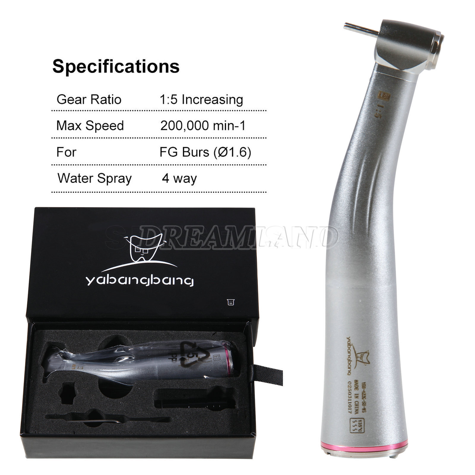 Dental 1:5 Increasing Low Speed Contra Angle Handpiece E-type Inner Channel Red