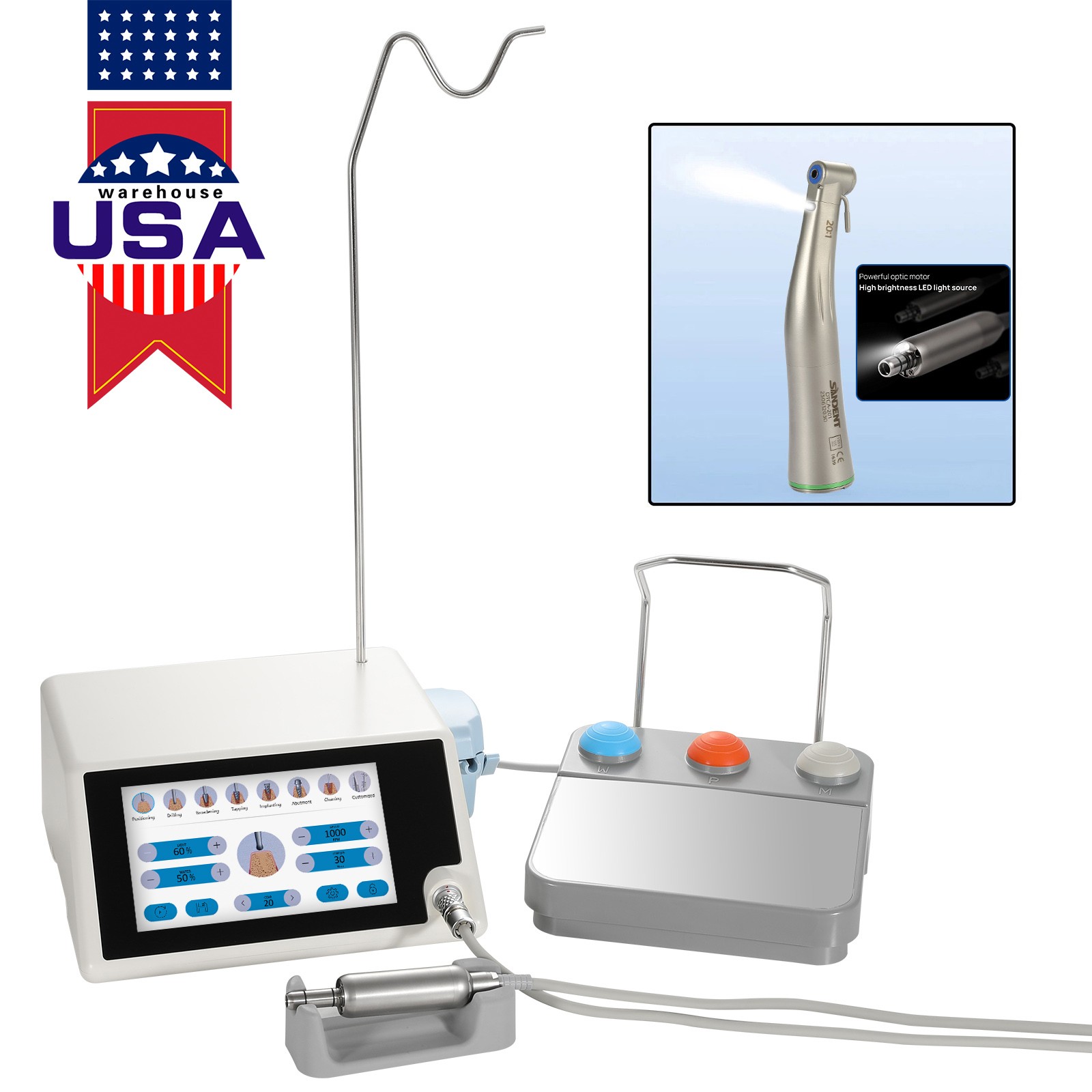 ST Dental Implant Motor Surgical System Brushless Motor 20:1 LED Contra Angle us