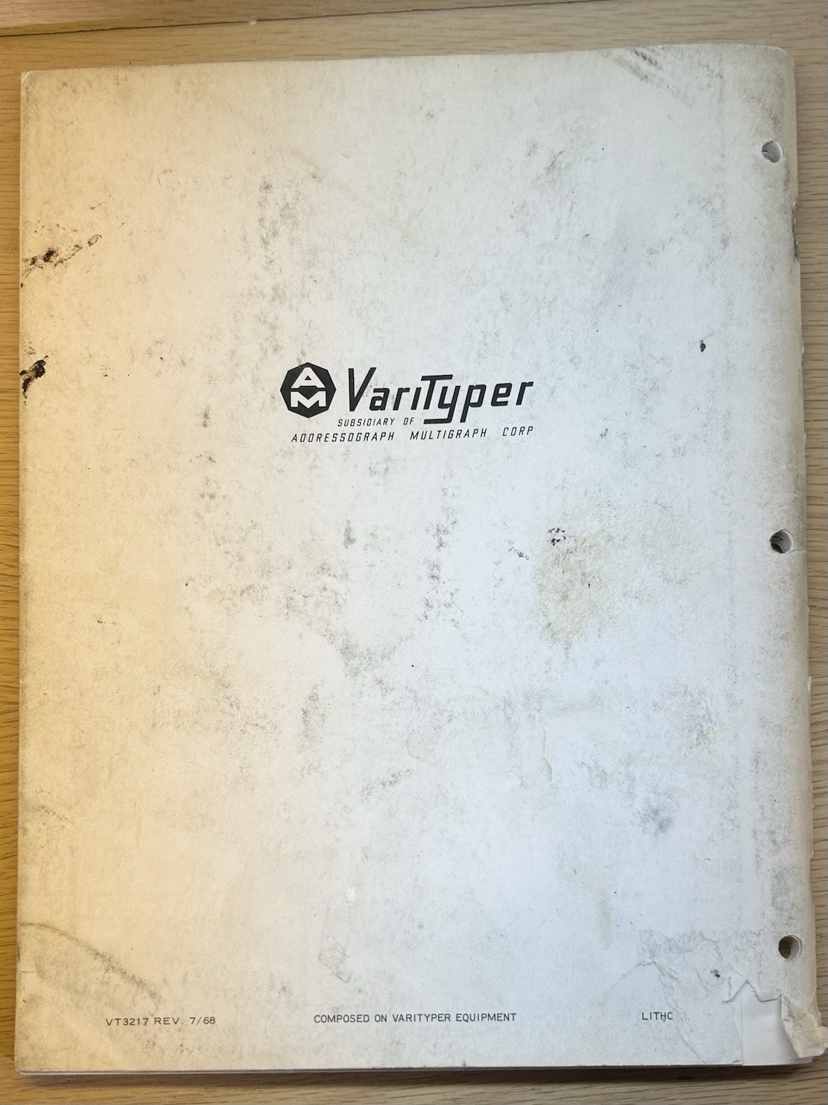 1967 VariTyper Operator’s Instruction and Reference Manual