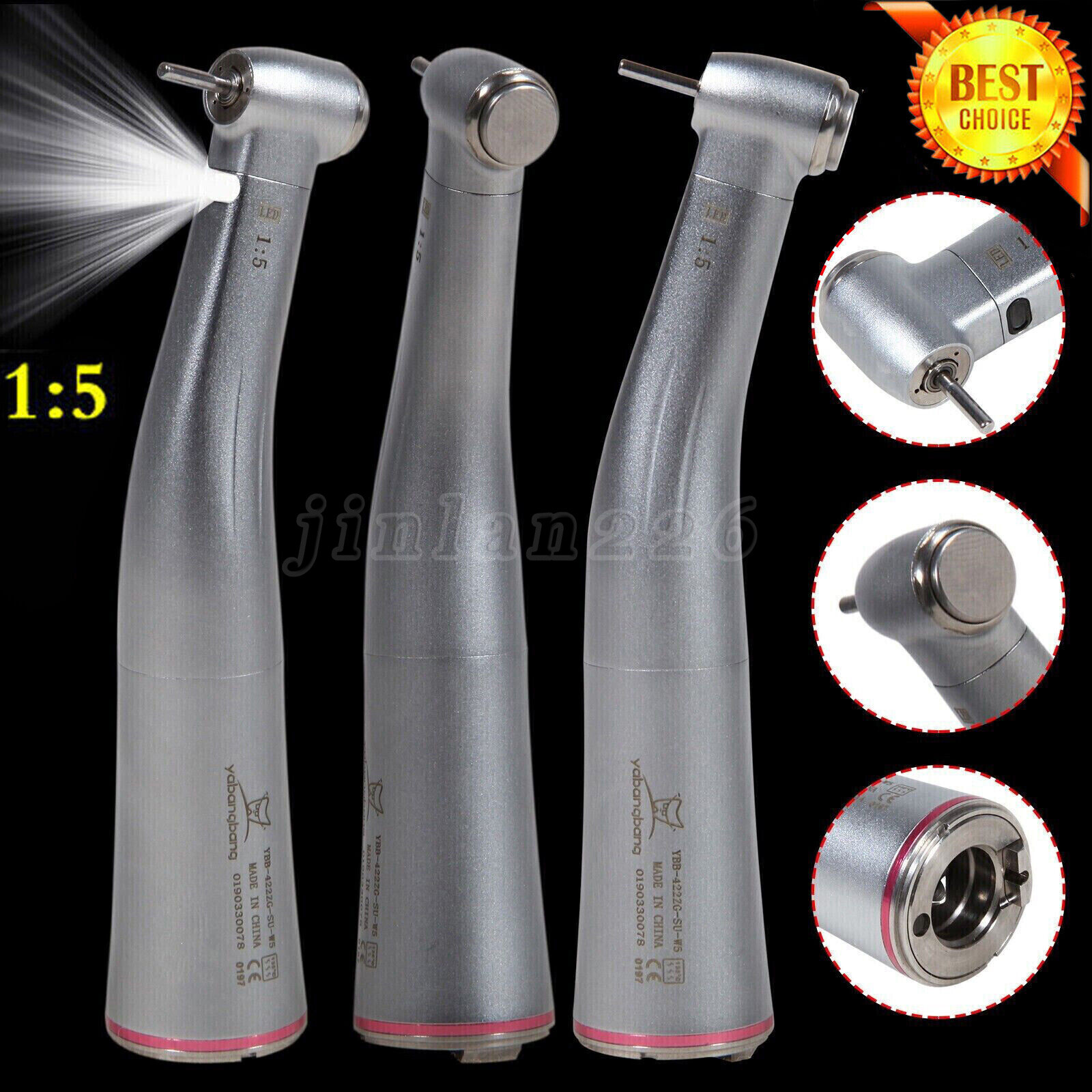 Bien Air Style Dental Hi Speed Fiber Optic 1:5 L Electric Handpiece Contra Angle