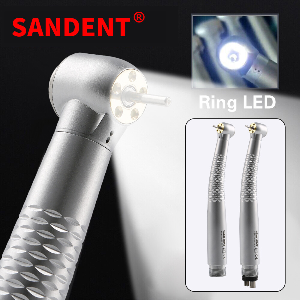 SANDENT Dental 5 LED High Speed Handpiece Single Water Spray 2/4 Hole / Rotor