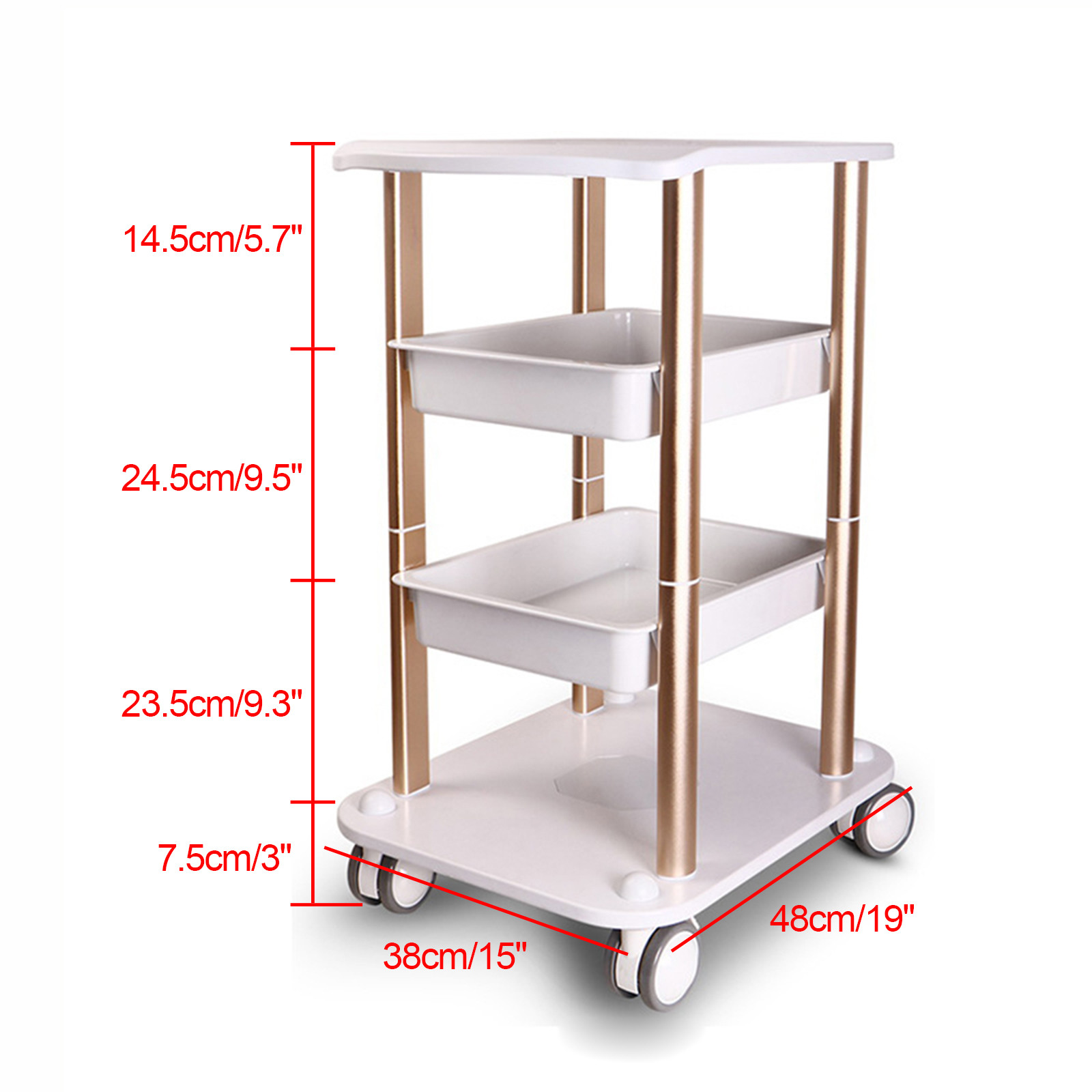 Beauty Salon Trolley Esthetician SPA Equipment Storage Stand Trolley Cart 360??