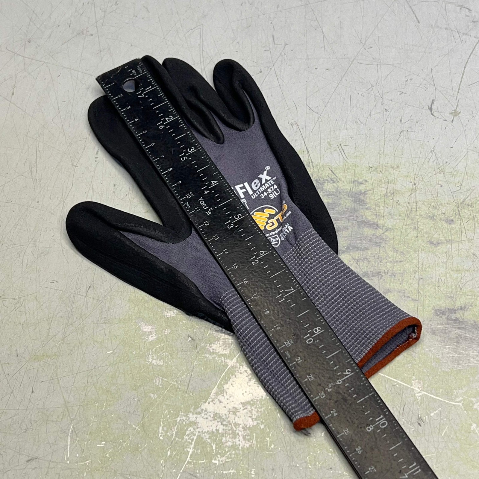 ATG (12 PAIRS) MaxiFlex Ultimate Palm Coat Knitwrist Gloves Sz L Black 34-874