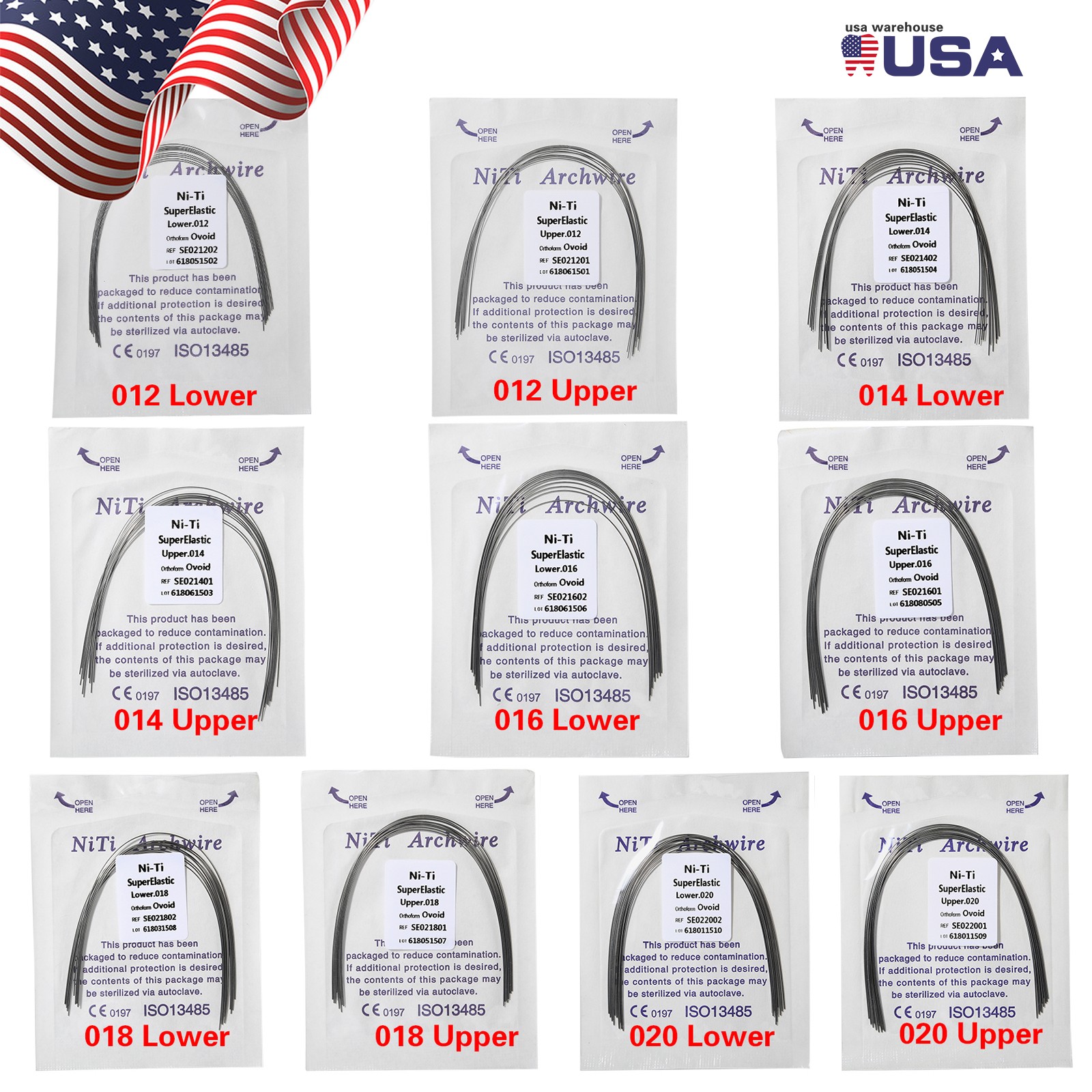 Dental Ortho Supper Elastic Niti Round Arch Wire 012/0.14/0.16/ 0.18/0.20 po
