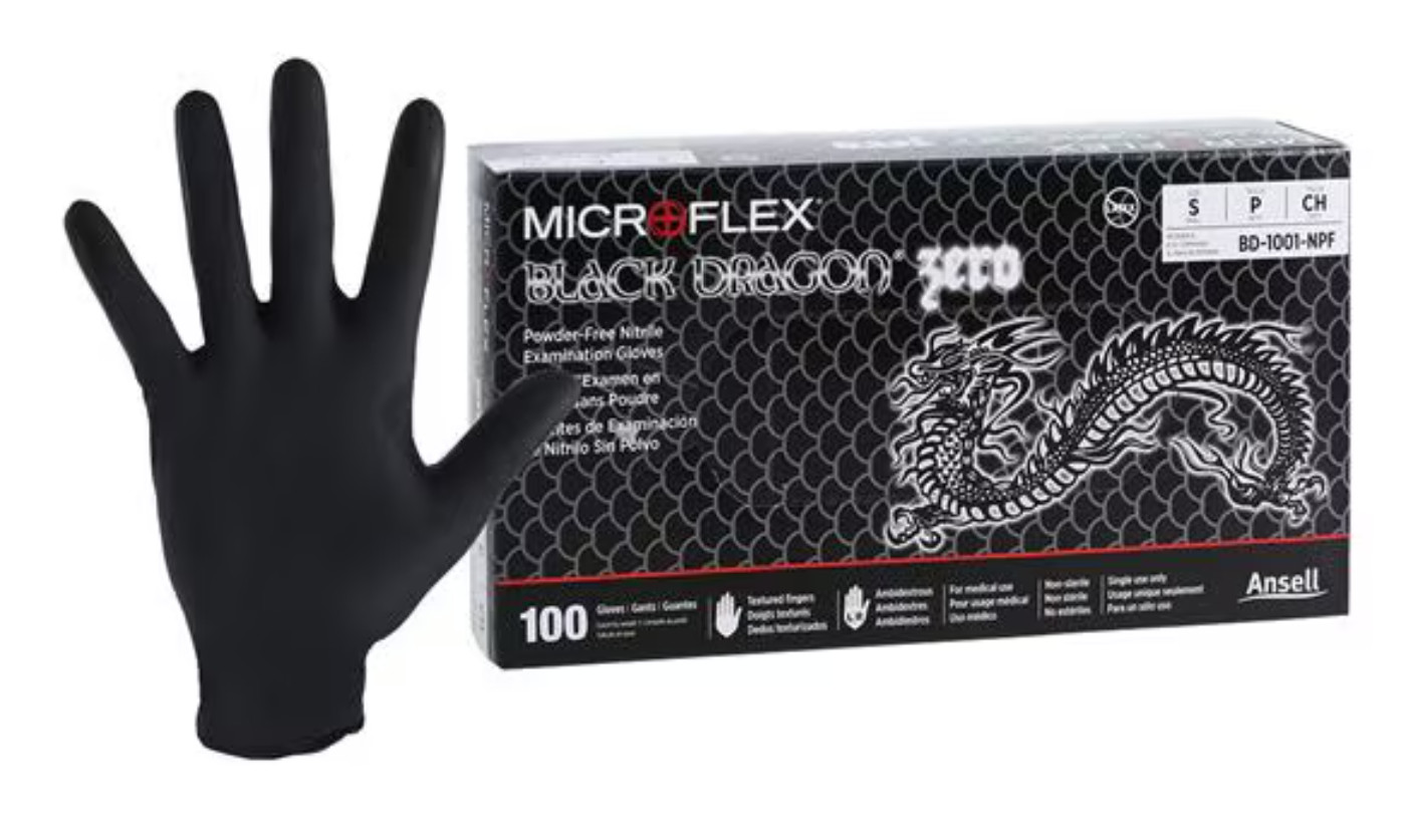 Microflex Black Dragon Powder Free Nitrile Exam Gloves Small – Box of 100 Gloves