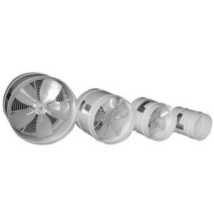 Axial Tube Type Extractor Duct 10″Ø, 5 Blades, 1105m3/hr, 58dB, 127V/1F/60Hz