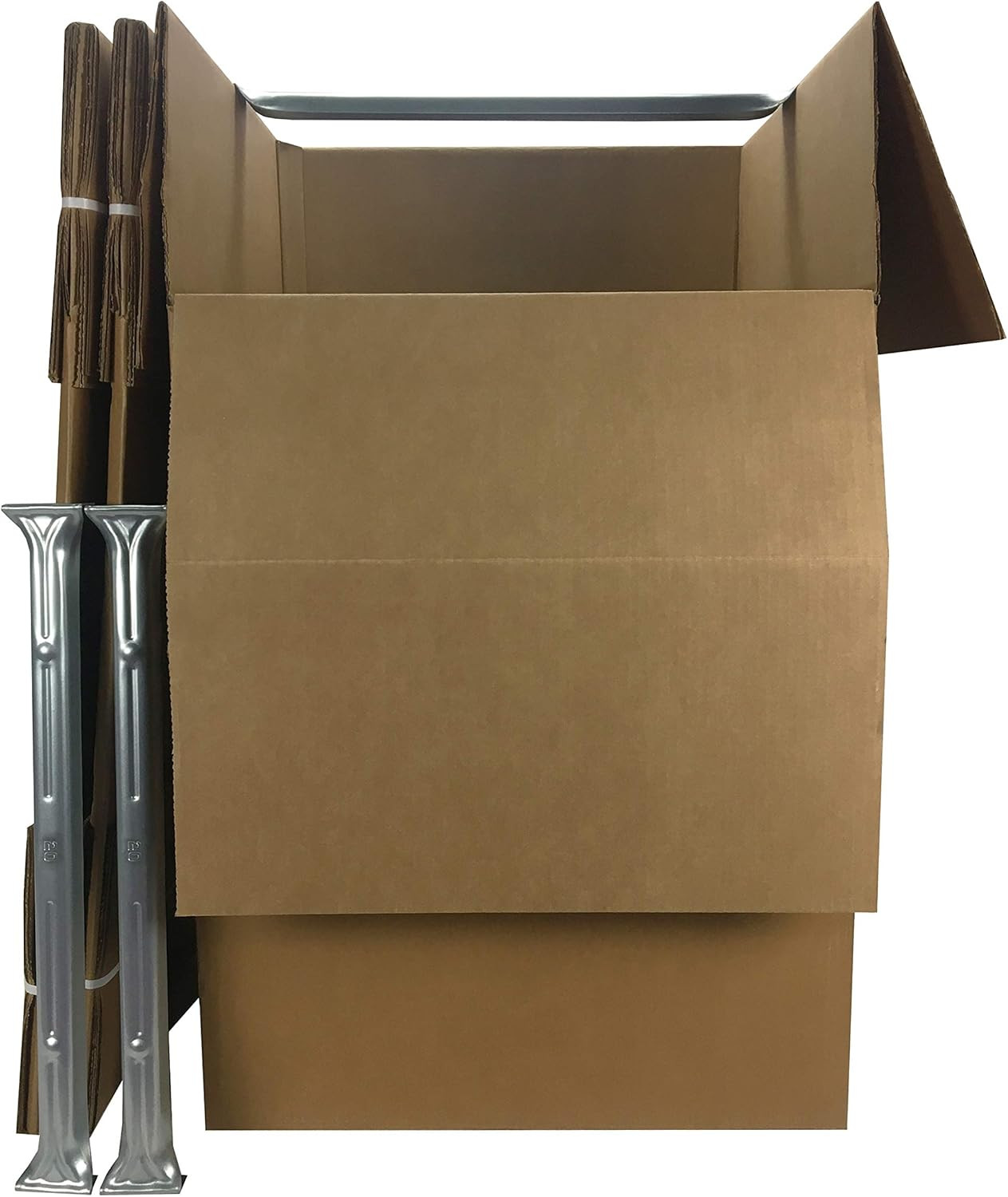 Sturdy Wardrobe Moving Boxes with Hanger Bar for Packing Clothes, Easy to Assemb