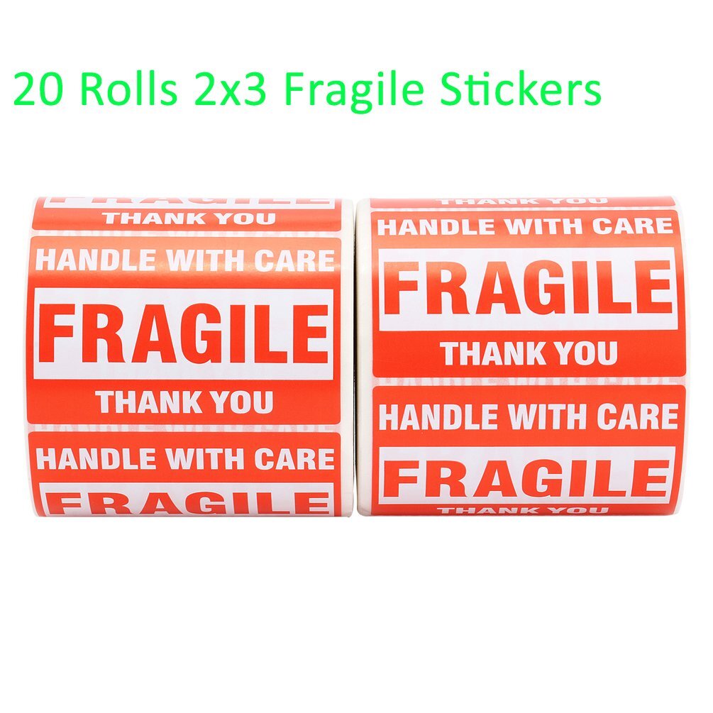 10000 2 x 3 Fragile Stickers Hand With Care Shipping Mailing Labels ( 20 Rolls )