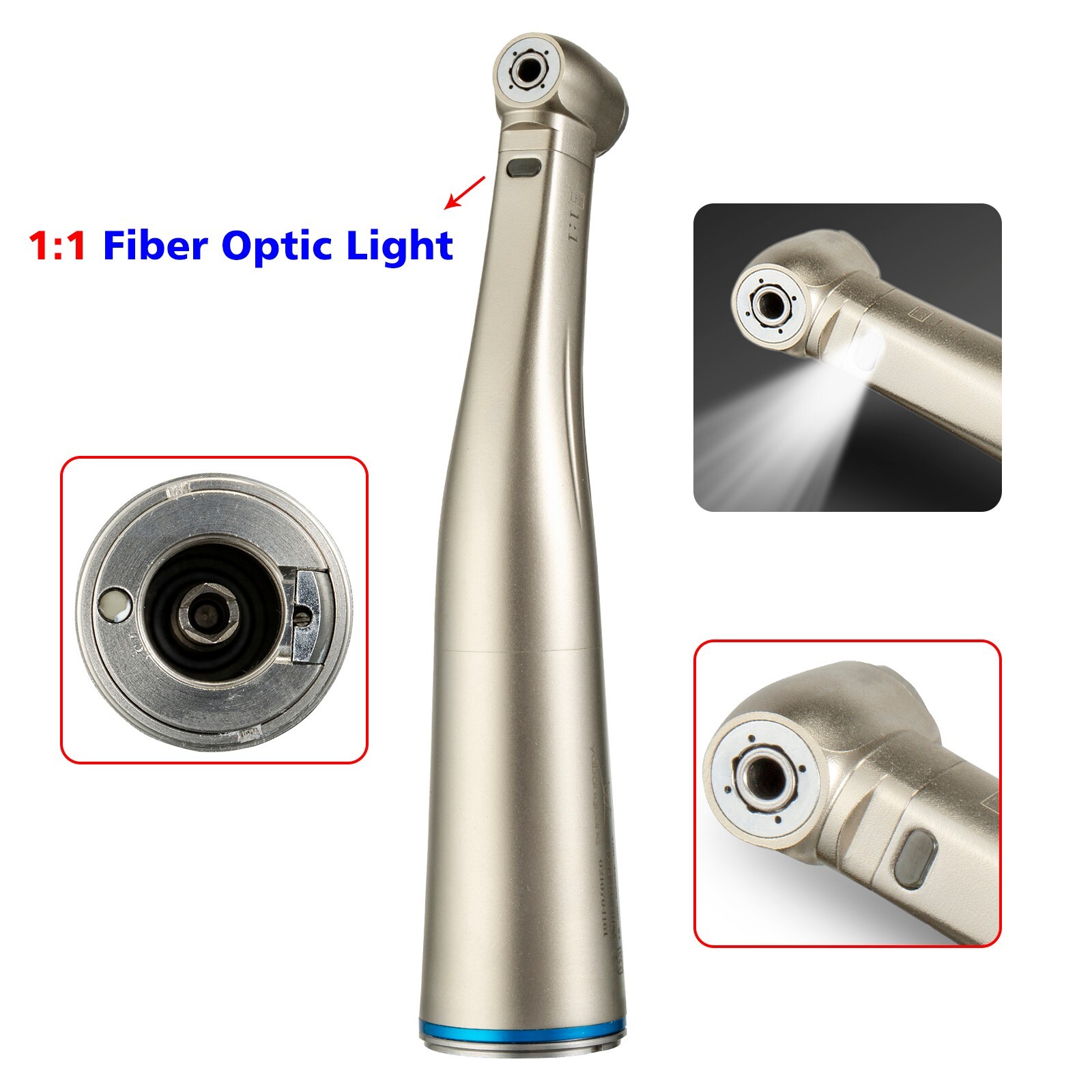 Dental Contra Angle Handpiece 1:1 LED Fiber Optic Low Speed φ2.35mm NSK Style