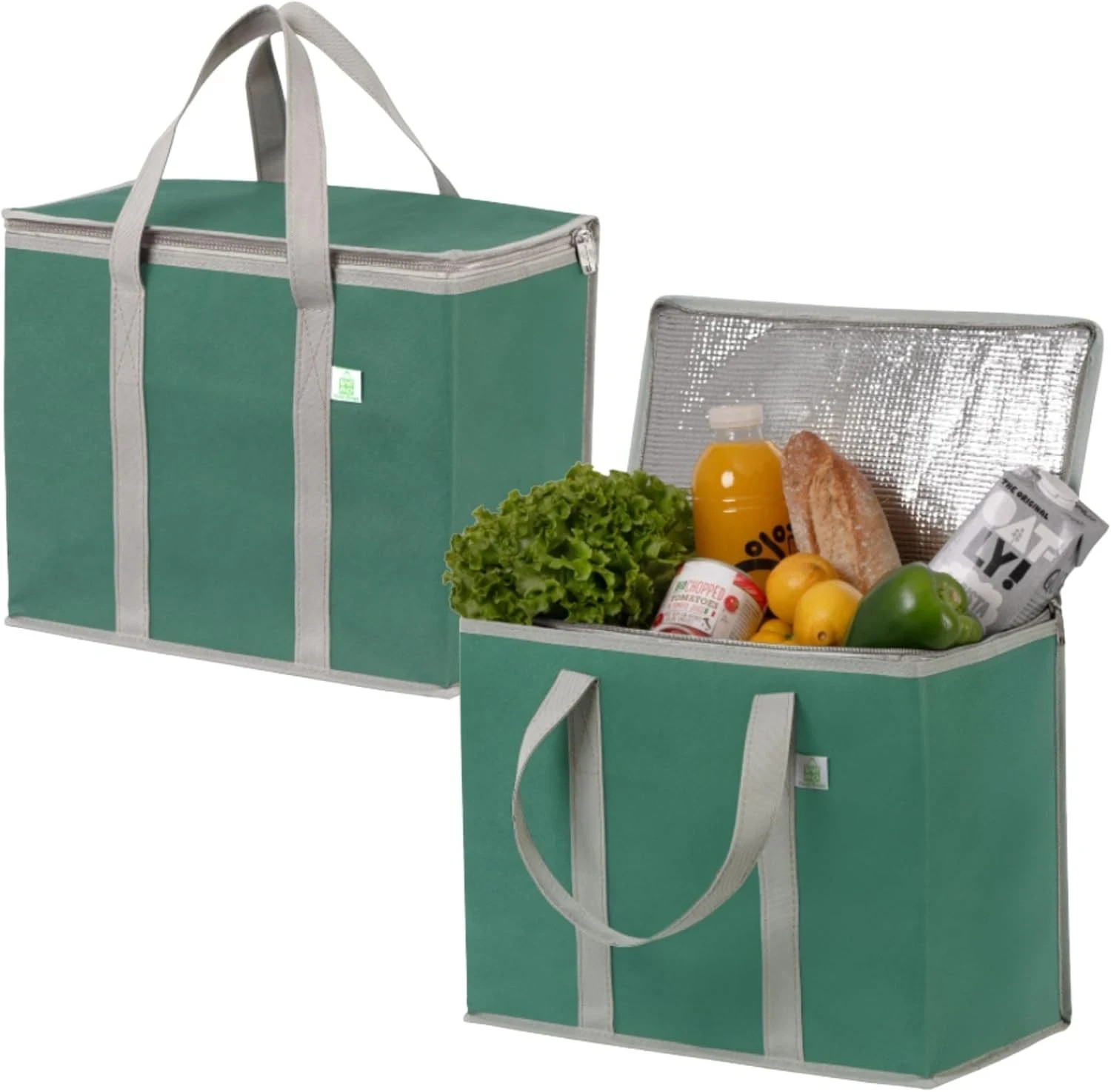VENO 2 Pack Cooler Bag and Insulated Grocery Bags for 2 Pack, Green – 2