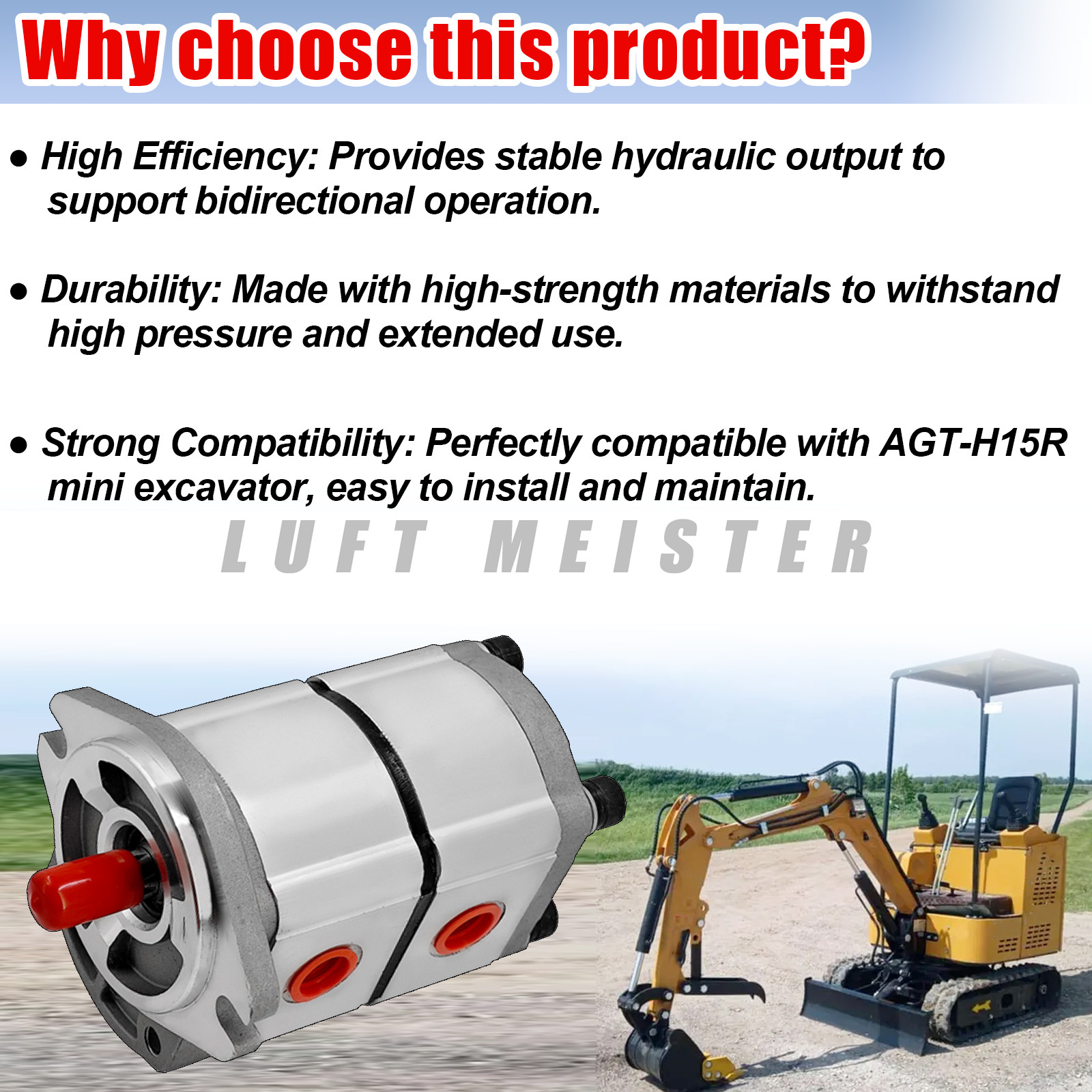 PGP51063G3LP For AGT-H15R Mini Excavator Hydraulic Gear Pump Double Acting Pump