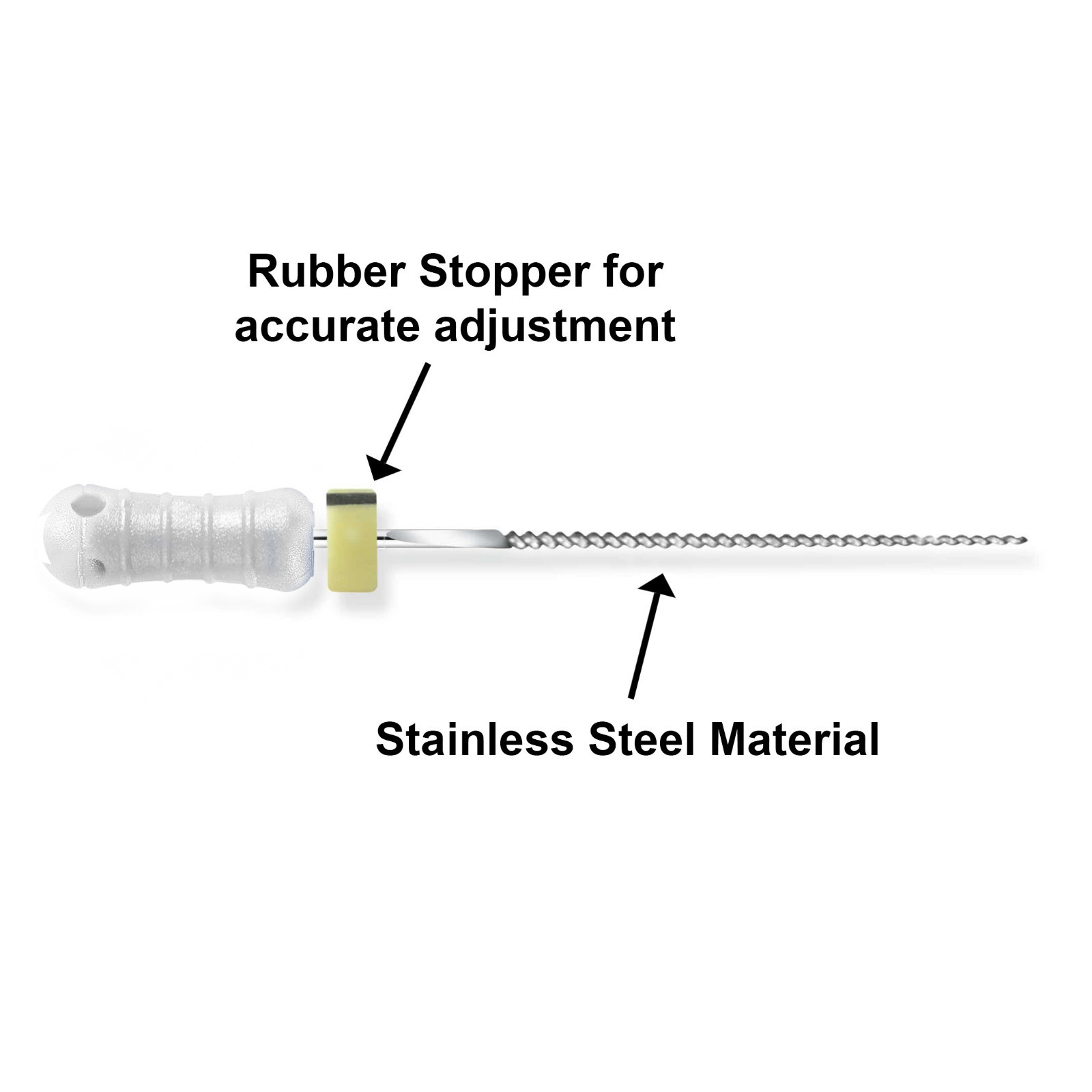 Sky Choice K-Files – 21 mm Length, Size 45 White with Rubber Stopper 6/Pkg