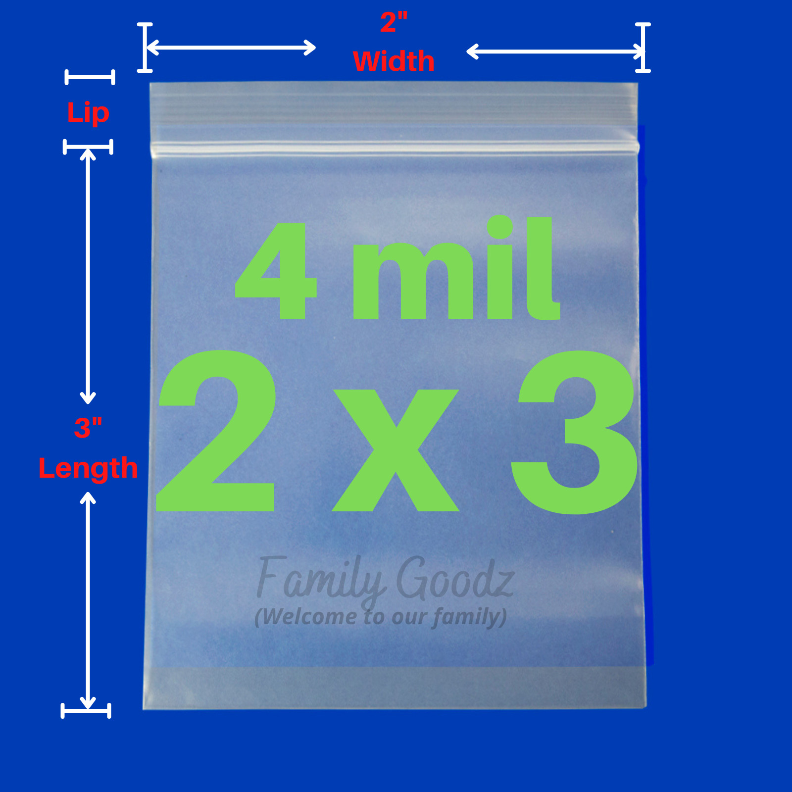 2″x3″ Clear 4 Mil reclosable zip seal lock bag, plastic lock bags jewelry, parts