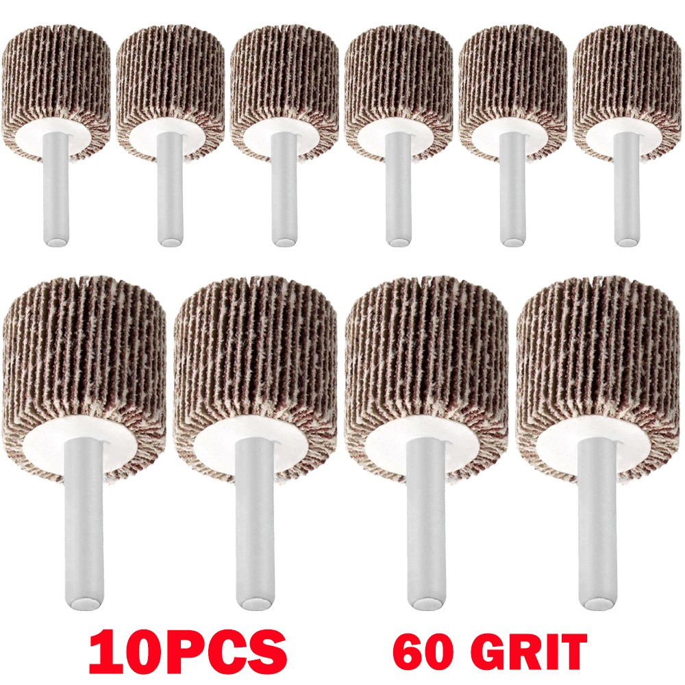 10Pcs 60 Grit Drill Flap Wheel Sander 1x1x1/4″ Flapper Sanding Grinding USA