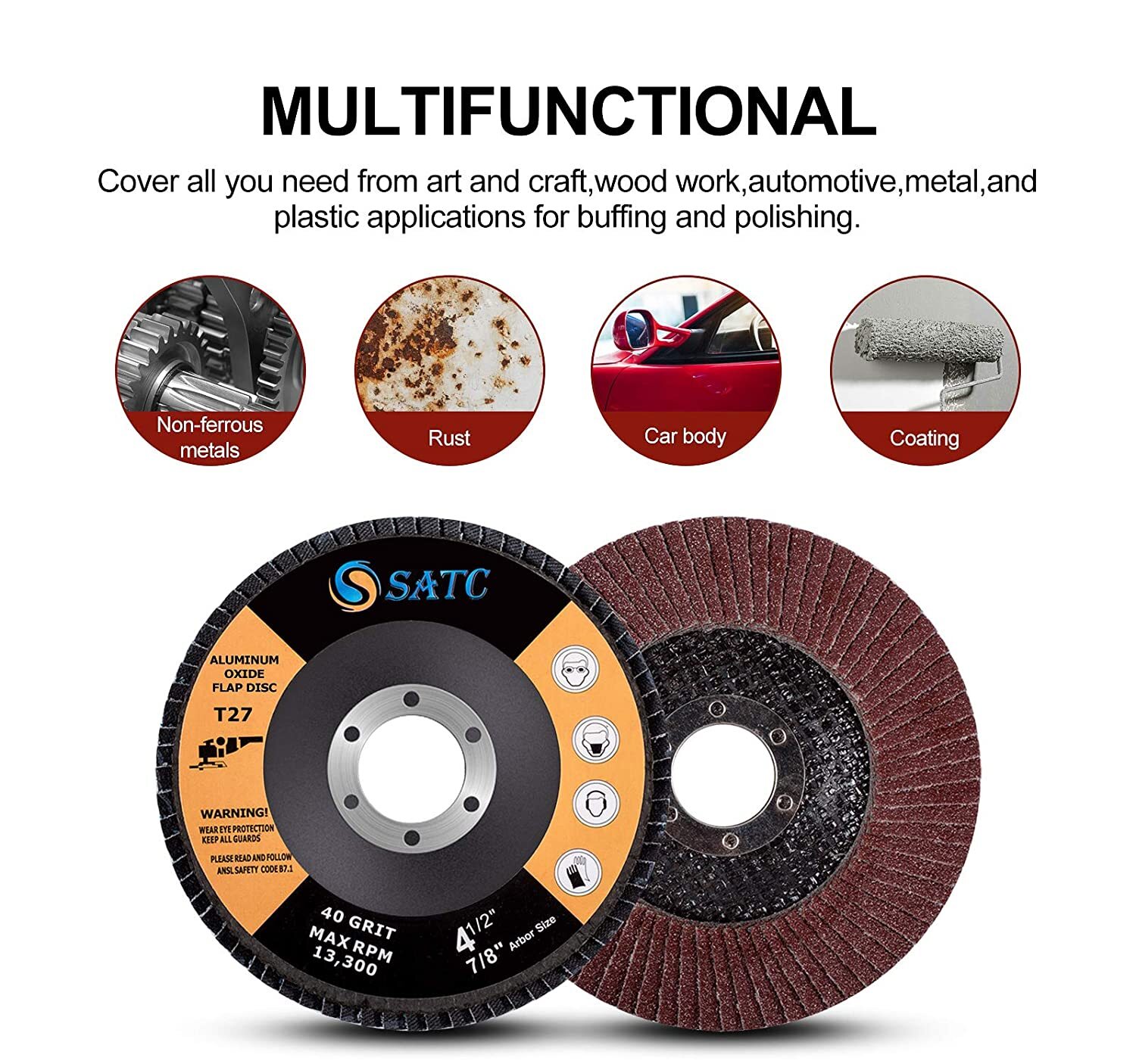 40x Flap Disc 4.5″ 4-1/2 40 60 80 120 Grit Angle Grinder Sanding Grinding Wheels