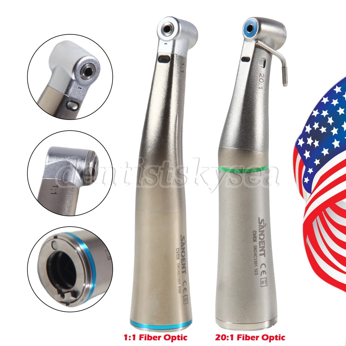 Manejo de ángulo contra de fibra óptica LED dental aumentando 1:1/20:1 implantes