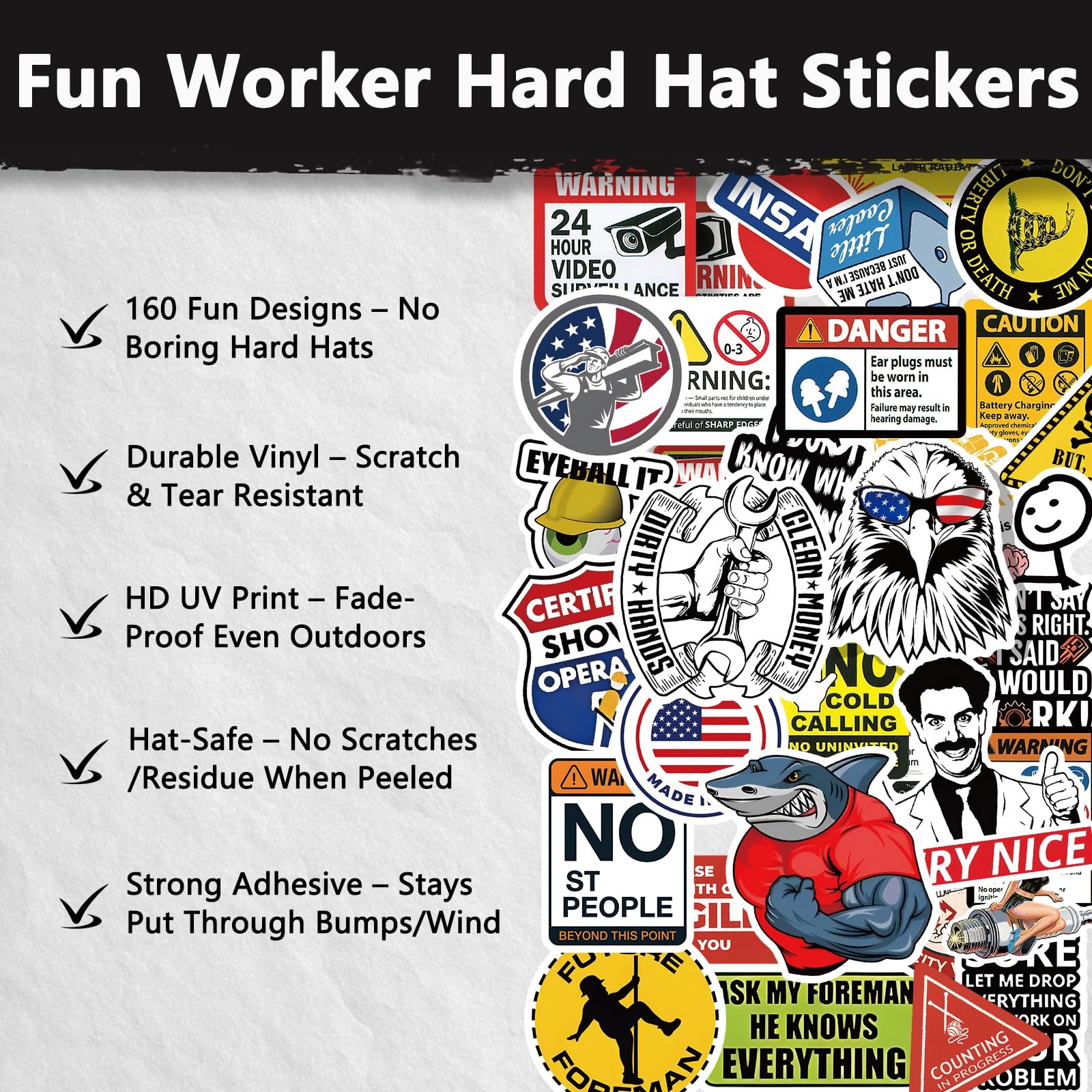 160 Funny Blue Collar Stickers for Adult Men’s Hard Hats & Tools – Great Gifts