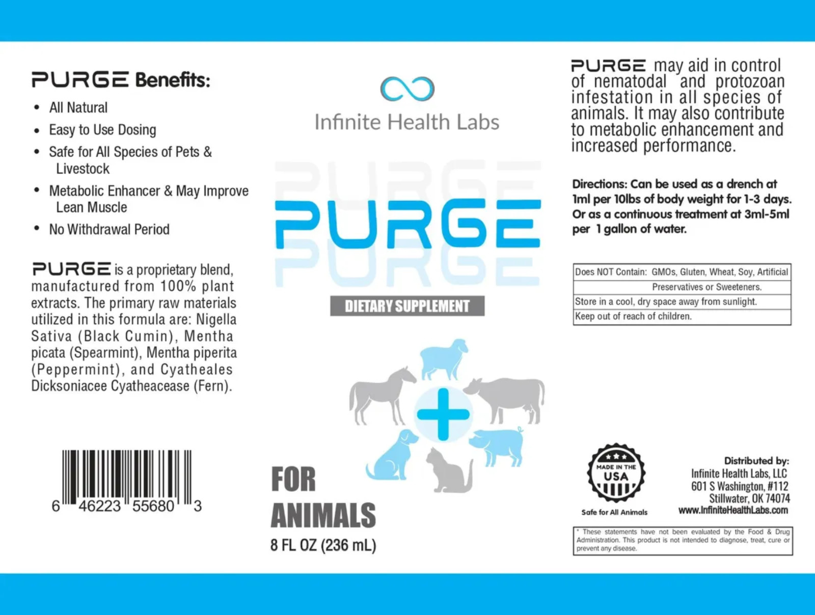 Purge – Natural wormer / coccidia tx for cattle, goats, sheep, pigs, cats & dogs