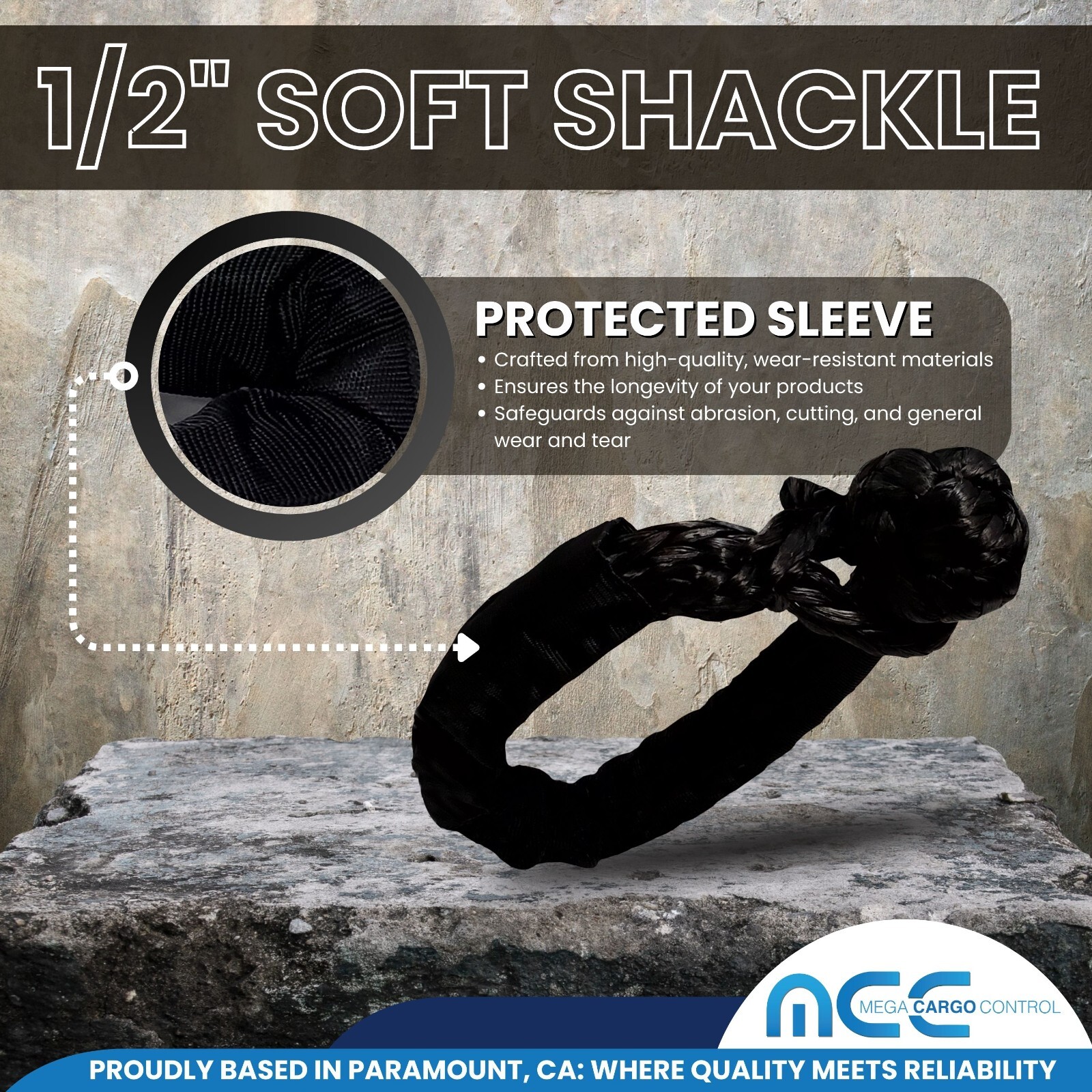 2 PC 1/2” x 22” Synthetic Soft Shackle Tow Rope Recovery Strap 37,400LBS