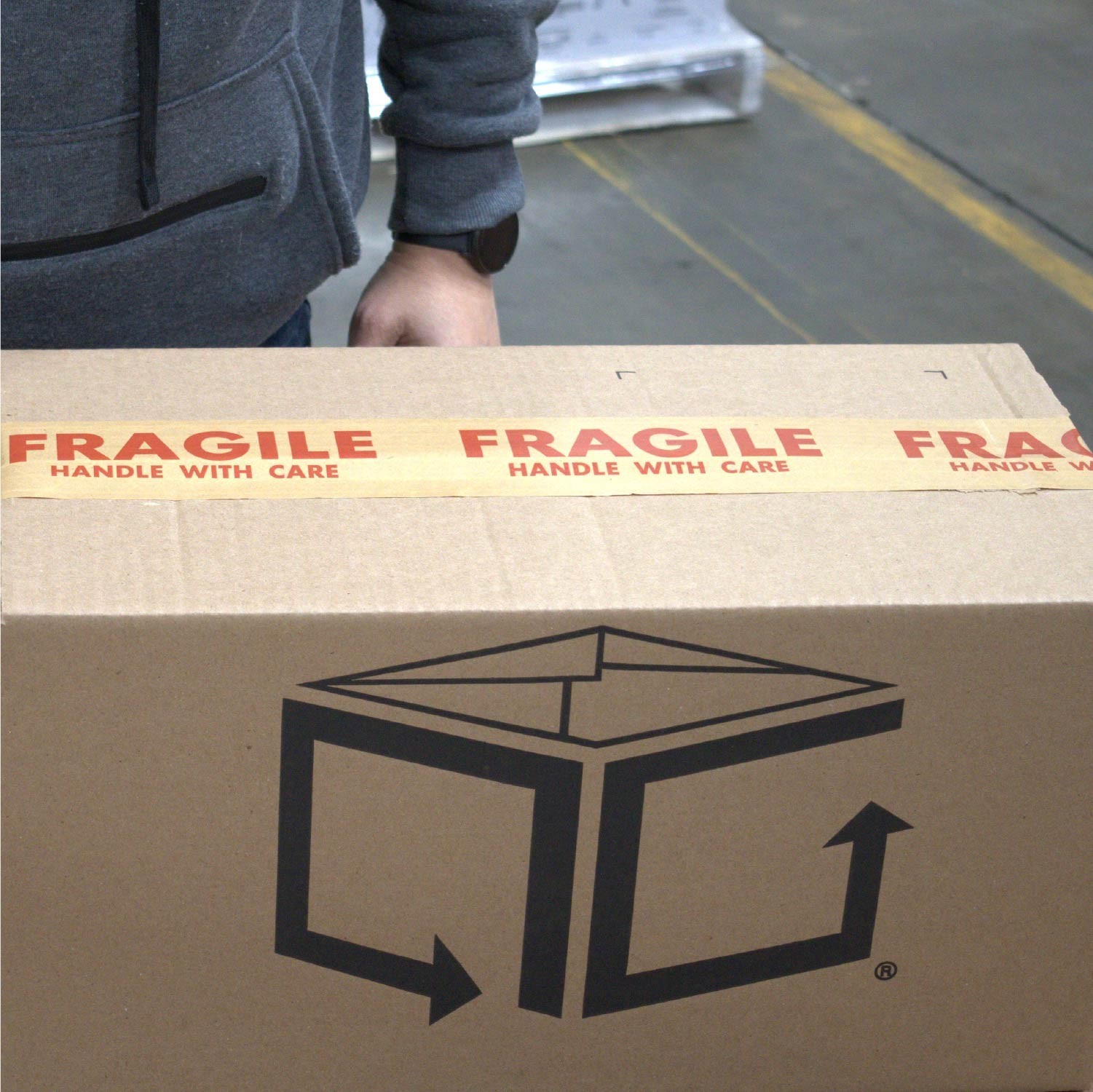 10 Rolls, Wolverine Fragile Printed Kraft Gummed Tape, 2.75″ x 450′, 5.5 Mil
