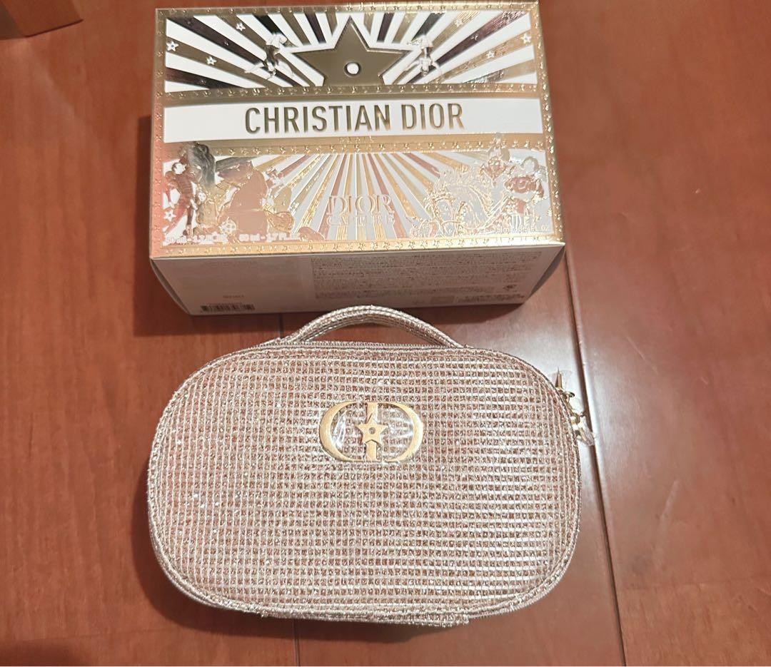 Christian Dior 2025 limited pouch bag Holiday Cosmetic Bag Gold