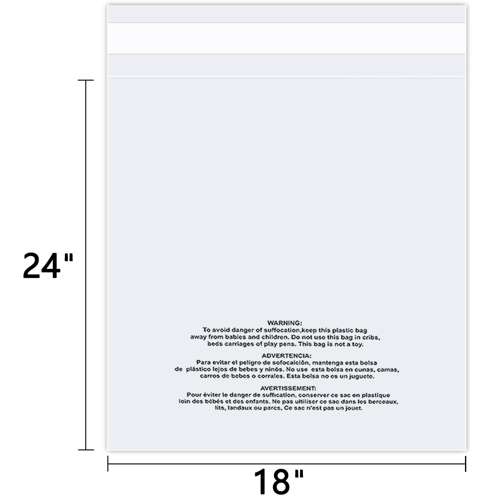 WEPOLY – 18″ x 24″ (100 Count) Self Seal Clear Poly Bags with Suffocation War…