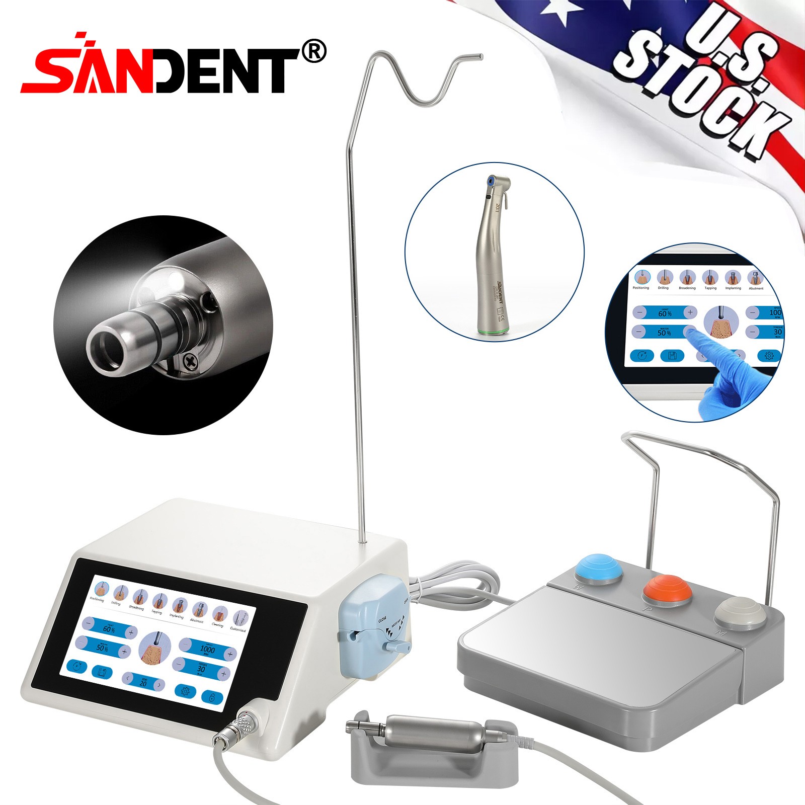 ST Dental Implant Motor Surgical System Brushless Motor 20:1 LED Contra Angle us