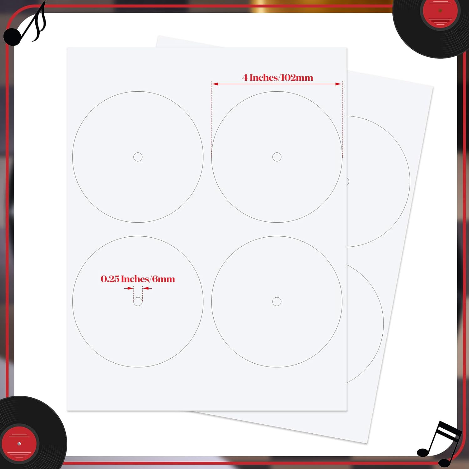 20 Sheets Vinyl Record Center Label with Hole for 12 Inch Long Playing Record 4