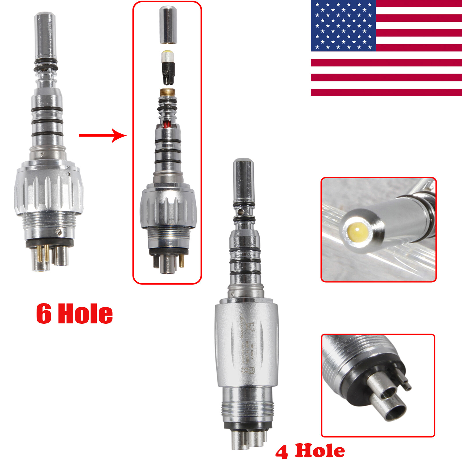 USA KAVO Style Multiflex Lux coupler 6H/4H Dental LED Fiber Optic handpiece OR