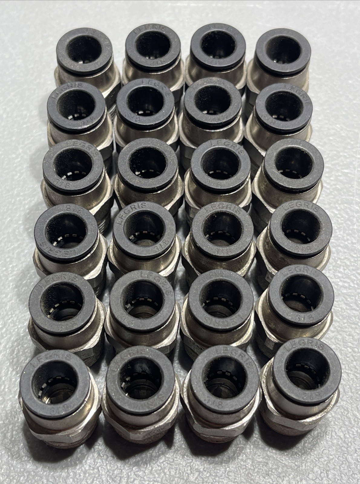 Lot of 24 Legris 3/8” Push to Connect Reducer Straight NPT 1/2” Fittings