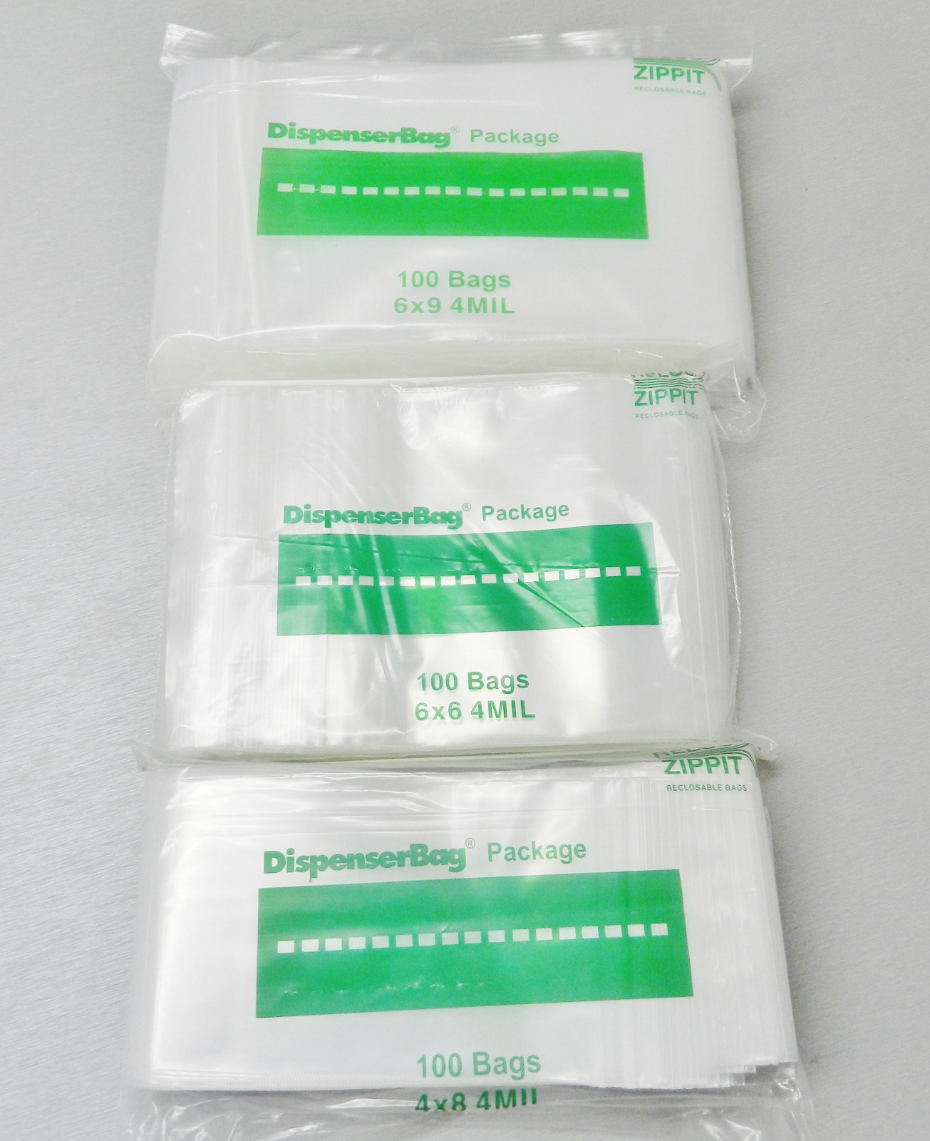 300 Zippit Bags 4Mil Thick Assortment 3 Sizes 4×8 6×6 6×9 Heavy Duty Bags 100 @