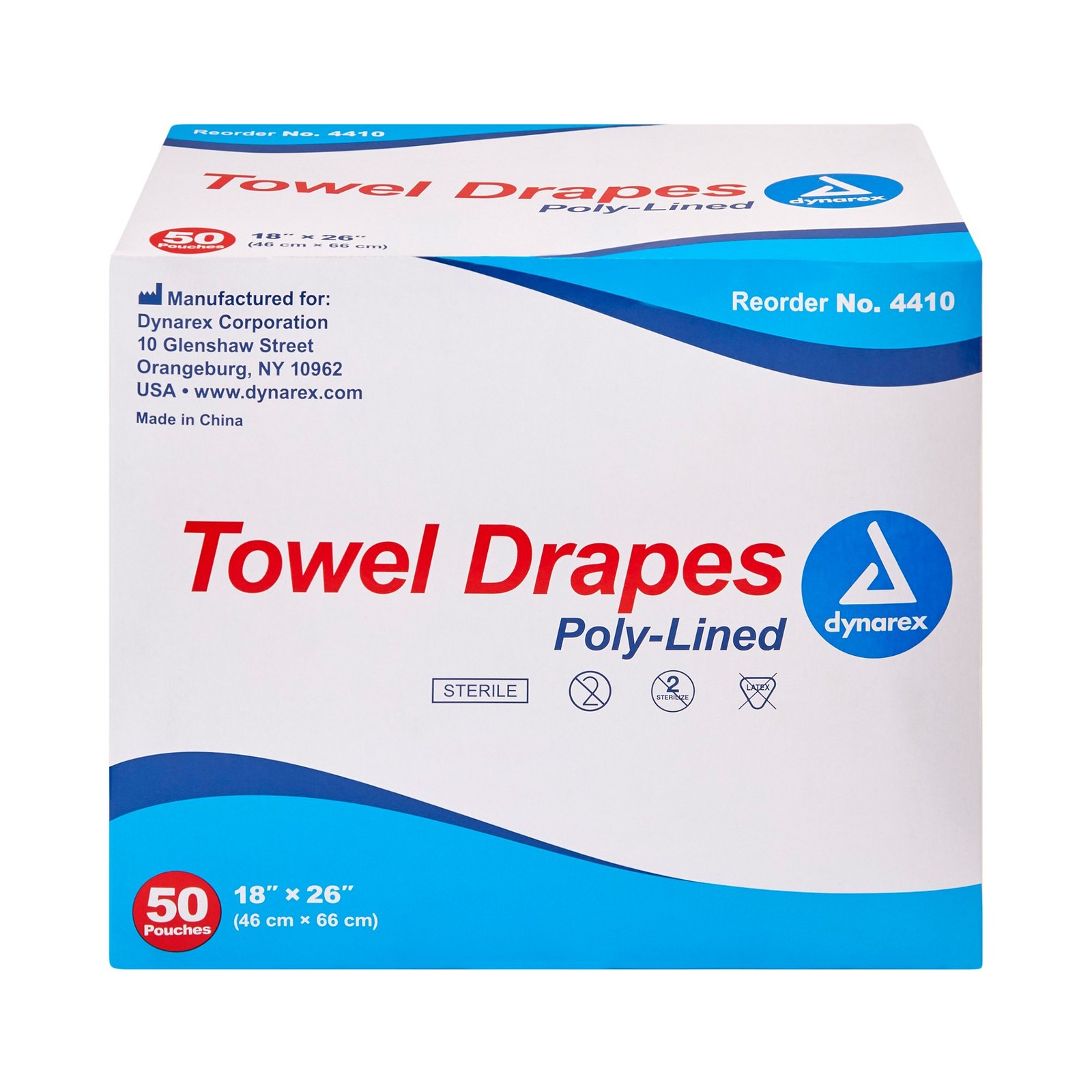 Dynarex General Purpose Drape Towel Drape Sterile 18 W X 26 L 4410 Box of 50