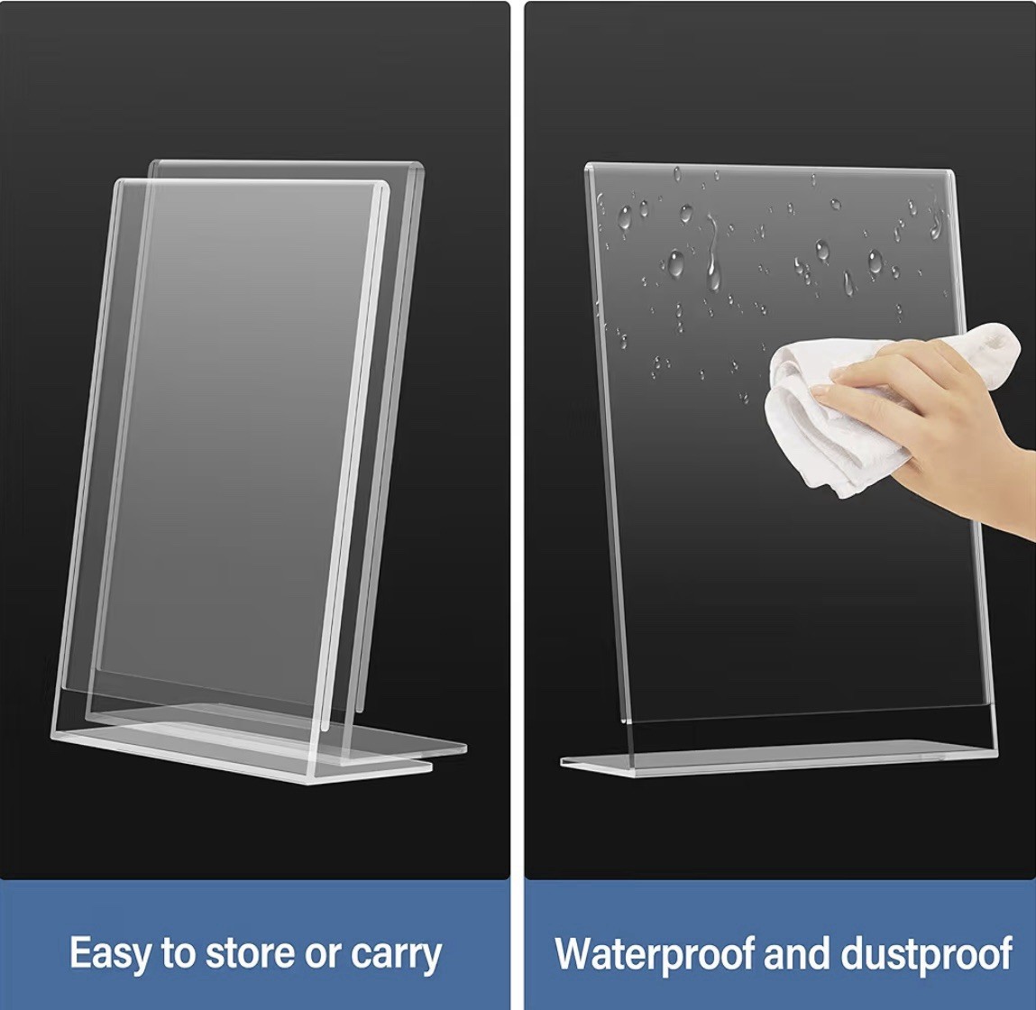 24 Pack Acrylic Sign Holder 8.5 x 11, Slant Back Display Stand, Clear Frames