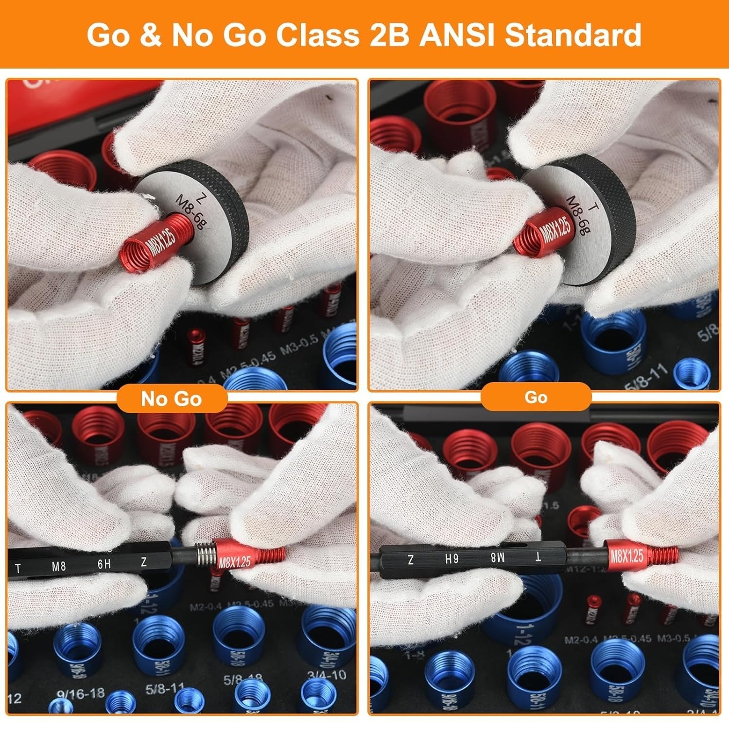 70 Pcs Nut & Bolt Thread Checker Set 37 SAE 33 Metric Gauge for Size Checking