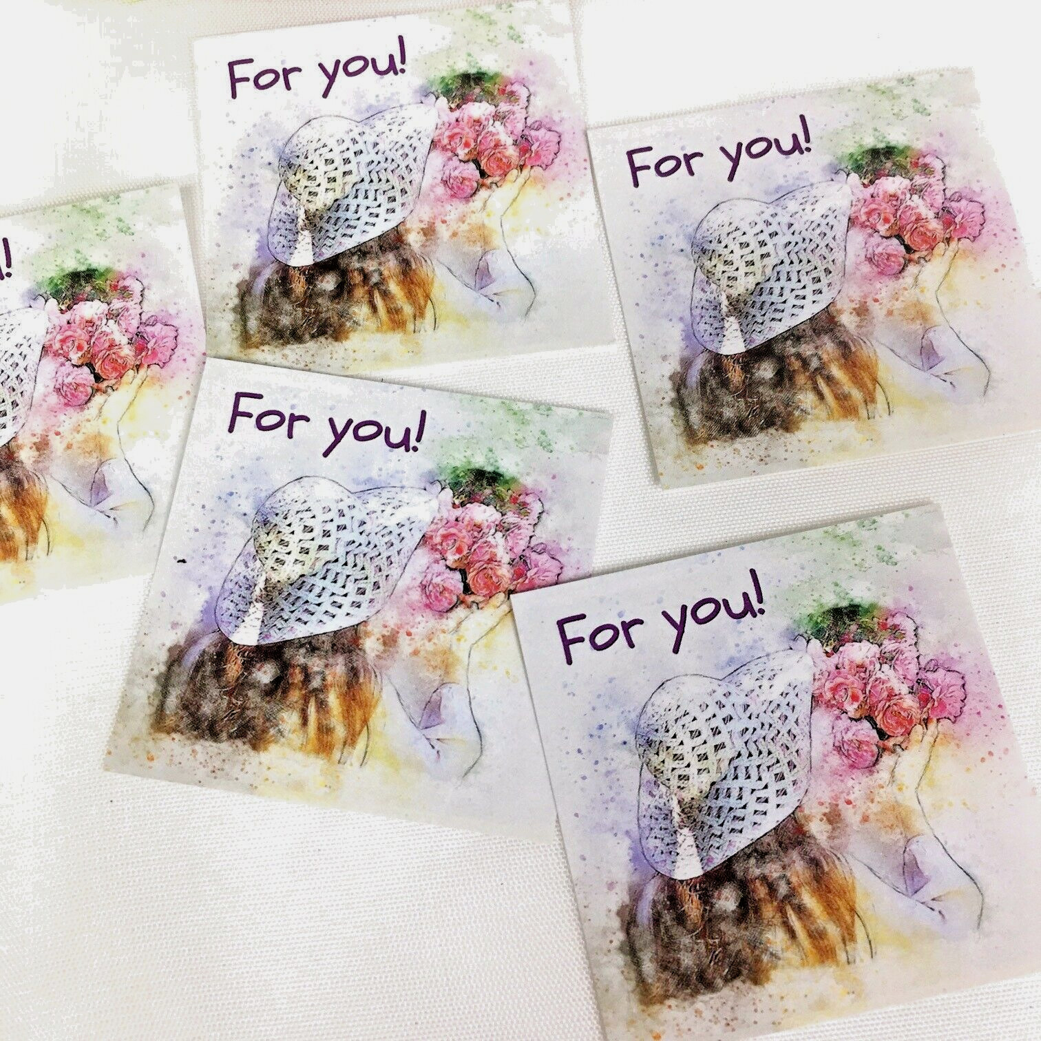 60x Thank You Floral Stickers, Butterfly Pink Flowers Envelope Seals
