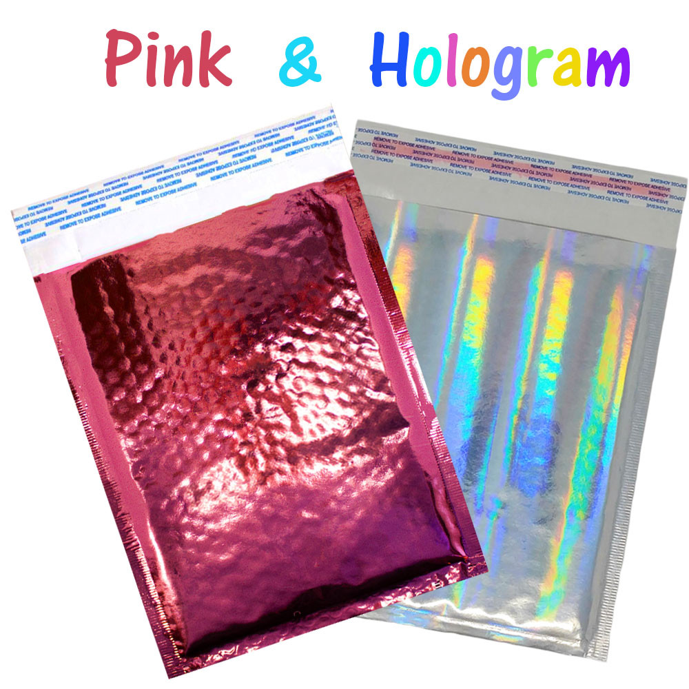 6×10 Cobalt Blue Pink & Hologram Metallic Bubble Mailers Shipping 6×9 Envelopes