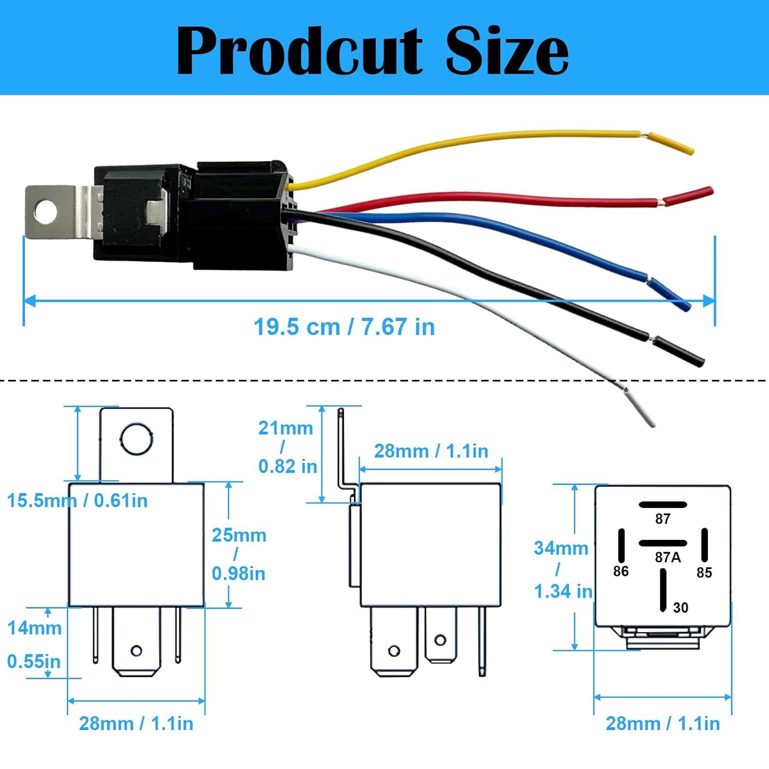 6* 5Pin Car Automotive SPDT Relay Switch Harness Socket Waterproof 40A 12V DC