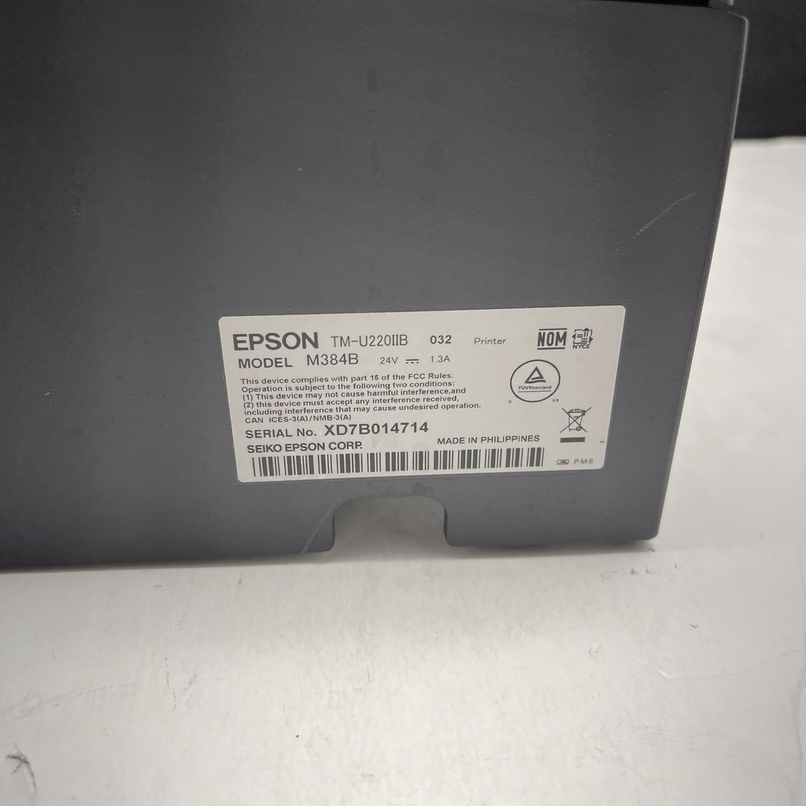 Epson TM-U220IIB M384B Point Of Sale Kitchen Receipt Printer Ethernet J7