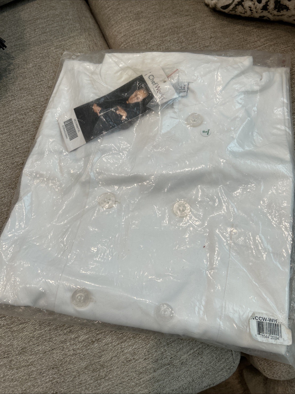 NWT In Bag Chef Works Unisex Volnay Chef Coat, White, XLarge