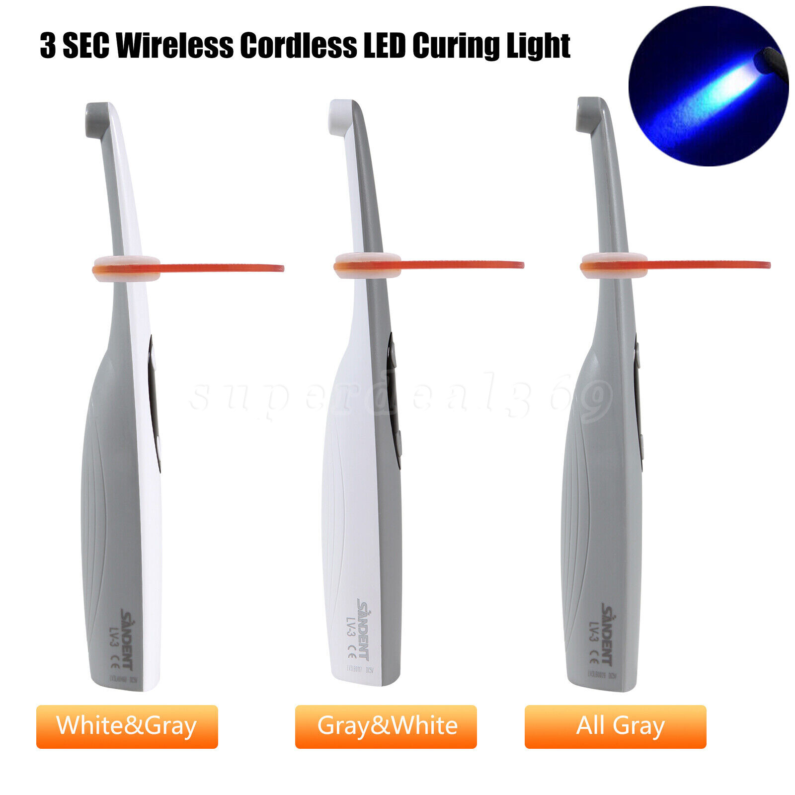 3 Modes Dental Light Cure Lamp Cordless Wireless LED 3Second Dental Curing Light