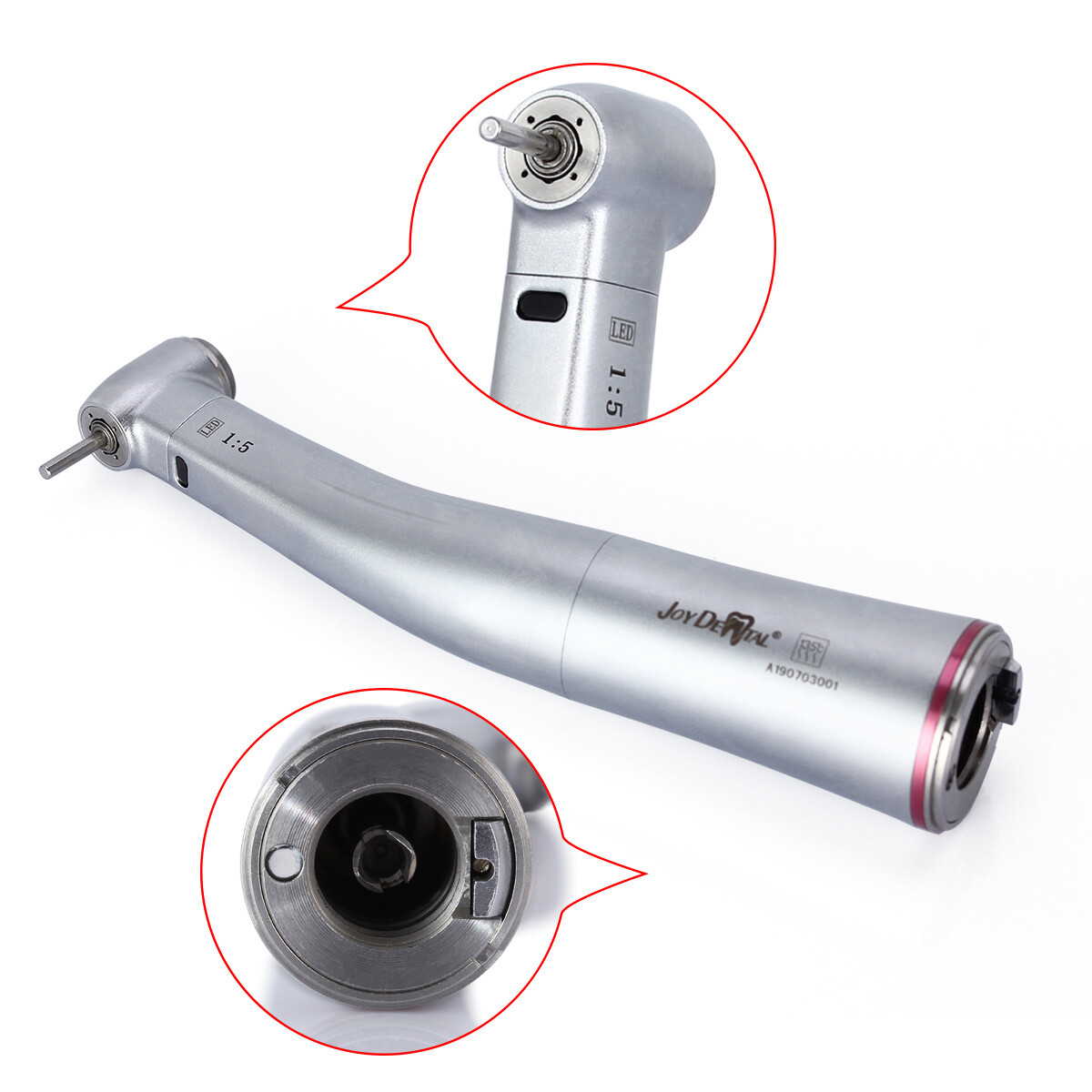 Dental 1:5 Increasing LED Contra Angle Handpiece Spray Ceramic Bearing