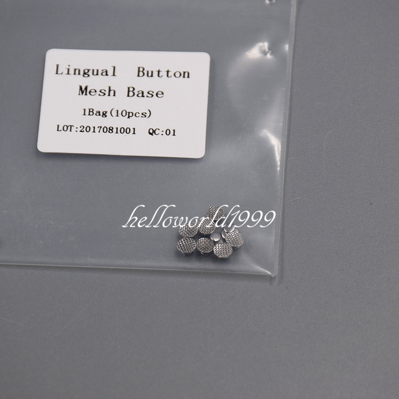100 Pcs/10packs Dental Orthodontic Lingual Buttons Bondable Round Base Mesh