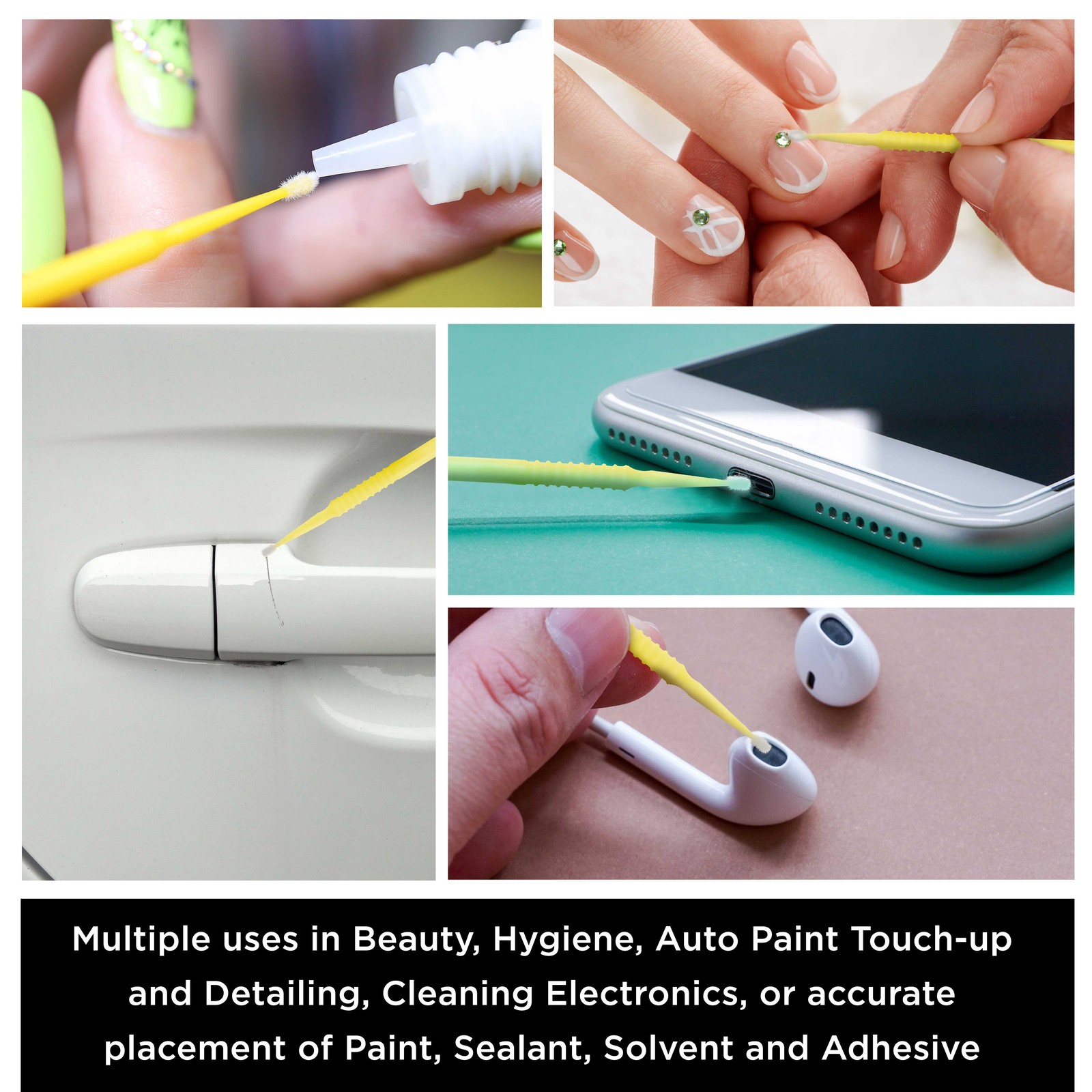 Paint Touch Up Micro Brushes, 100 Fine 1.5 mm Tip Brush Applicators, Auto Detail
