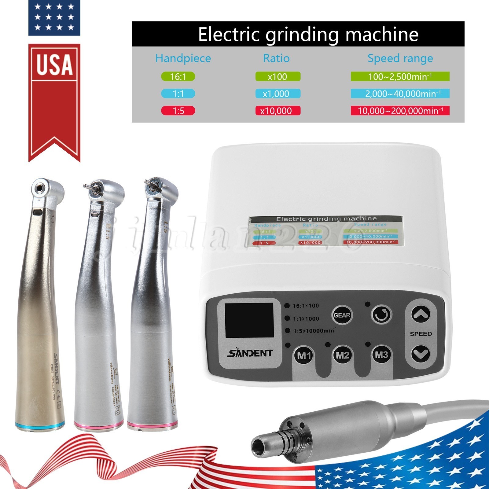 NSK Style Dental Brushless LED Electric Micro Motor/1:5 Increasing Handpiece UPS