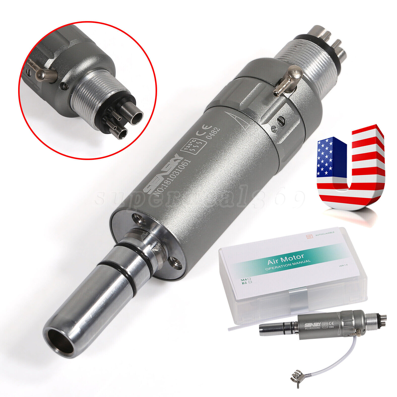 1-10 Dental low speed contra angle handpiece/ air motor 4holes fit NSK E-type ty