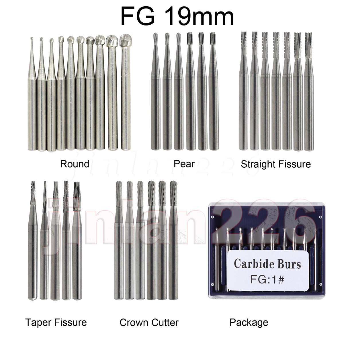 Dental Carbide Burs FG 701 702 556L 557L High Speed Friction Grip Shank φ1.6mm