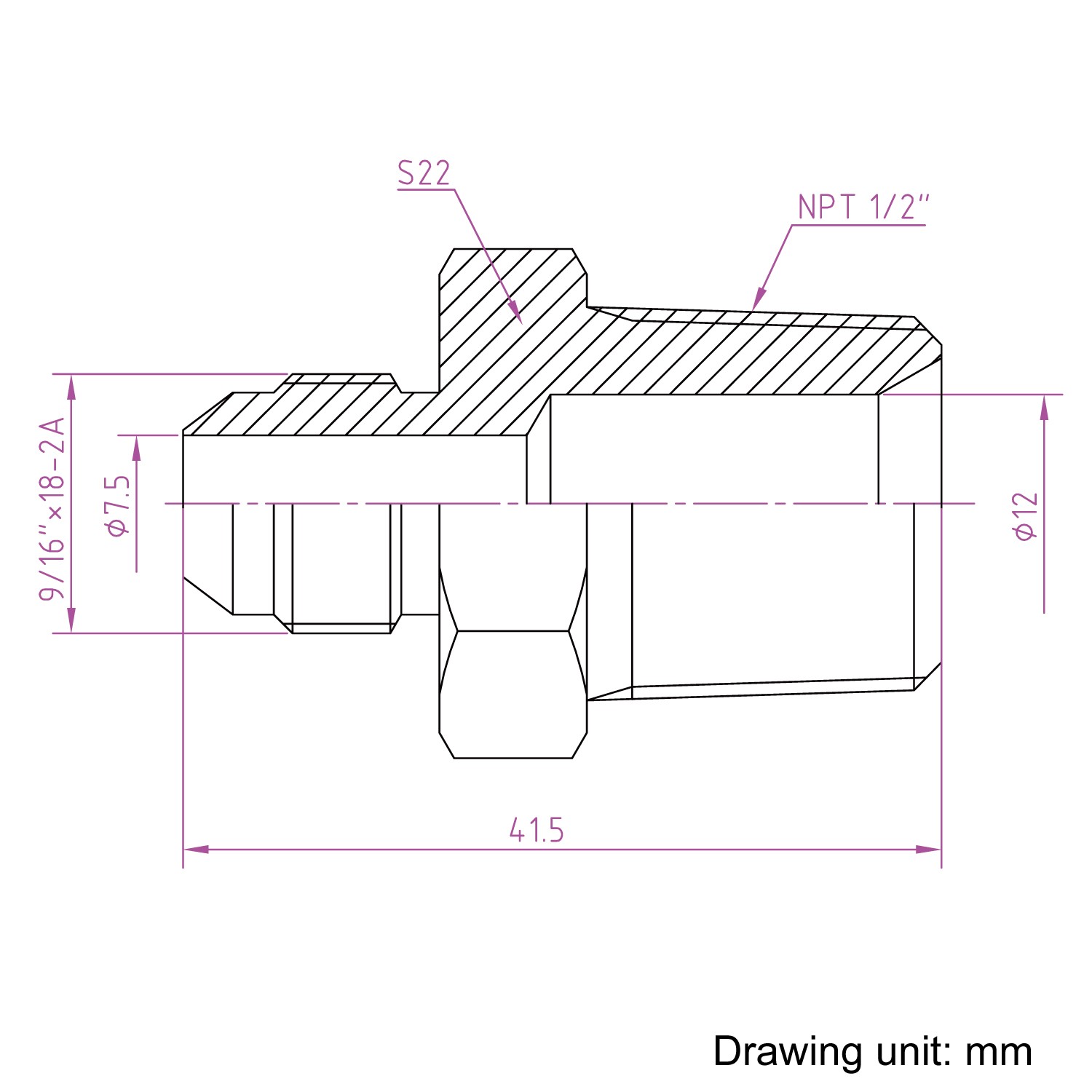 HFS(R) 1/2″ NPT Male to 3/8″ JIC Male Adapter Pipe Fittings SS304