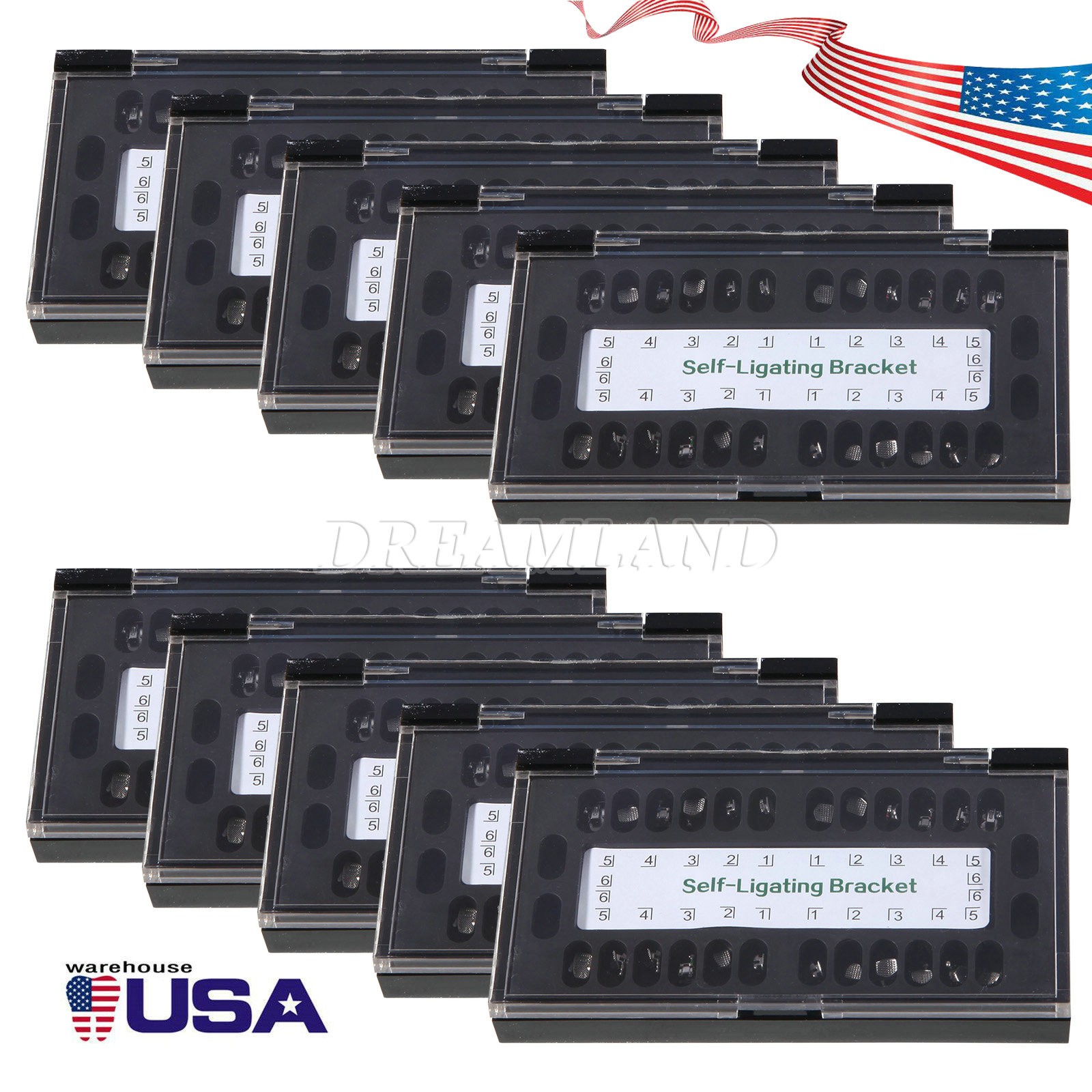 10 Packs Dental Orthodontic Bracket Braces Ceramic MBT 022 with 3-4-5 Hooks