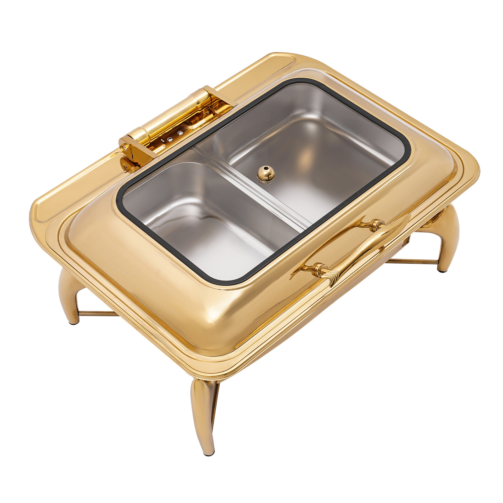 Gold 9QT Roll Top Chafing Dish Buffet Set Stainless Steel with Fuel Holder Home